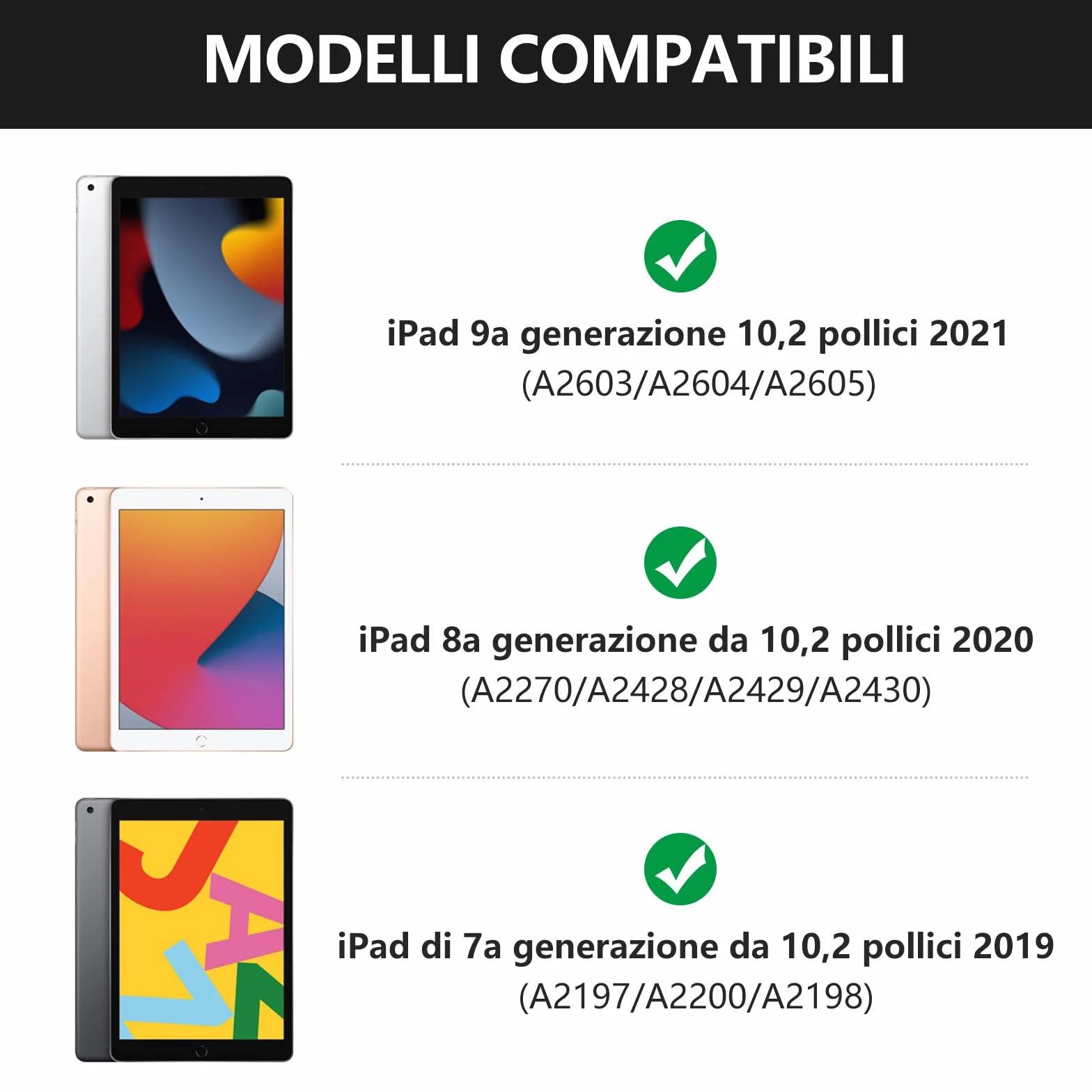 SZO Tastiera per iPad 9 Generazione 10.2 Custodia, Cover per iPad 9a/8a/7a Generazione, 360°Touchpad Flip Cover Rigida Custodia, Tastiera Bluetooth Wireless 7 Retroilluminazione, Auto Sleep/Wake, Nero
