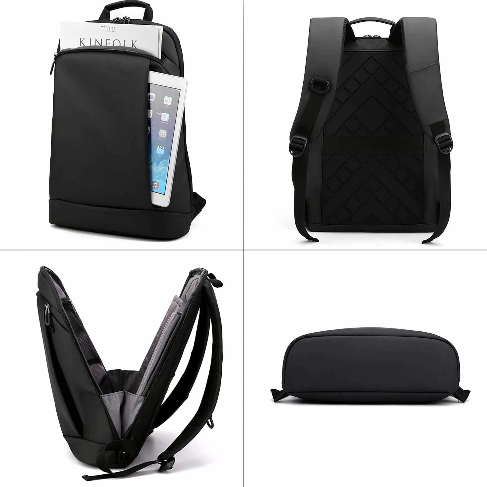 Zaino Porta PC Ultra Leggero Borsa per PC Portatile Custodia Computer Notebook Laptop in Membrana Impermeabile per Business Viaggio Lavoro Nero KM07