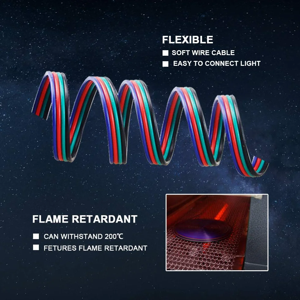 30 m 22 AWG 4 colori RGB Cavo di estensione Filo Linea, 4 x 0,32 mm² 12/24 V DC 100 ft Luci LED 4 Pin Fili Striscia Estendere la Bobina di Filo per 5050 3528 RGB LED Striscia