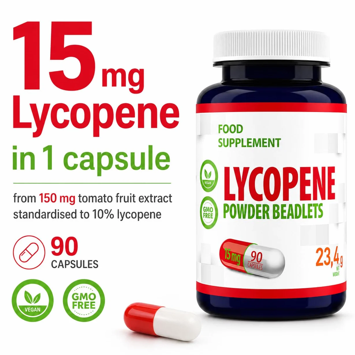Hepatica Licopene 15 mg 90 Capsule Vegane Estratto di Pomodoro Standardizzato 10% Licopene