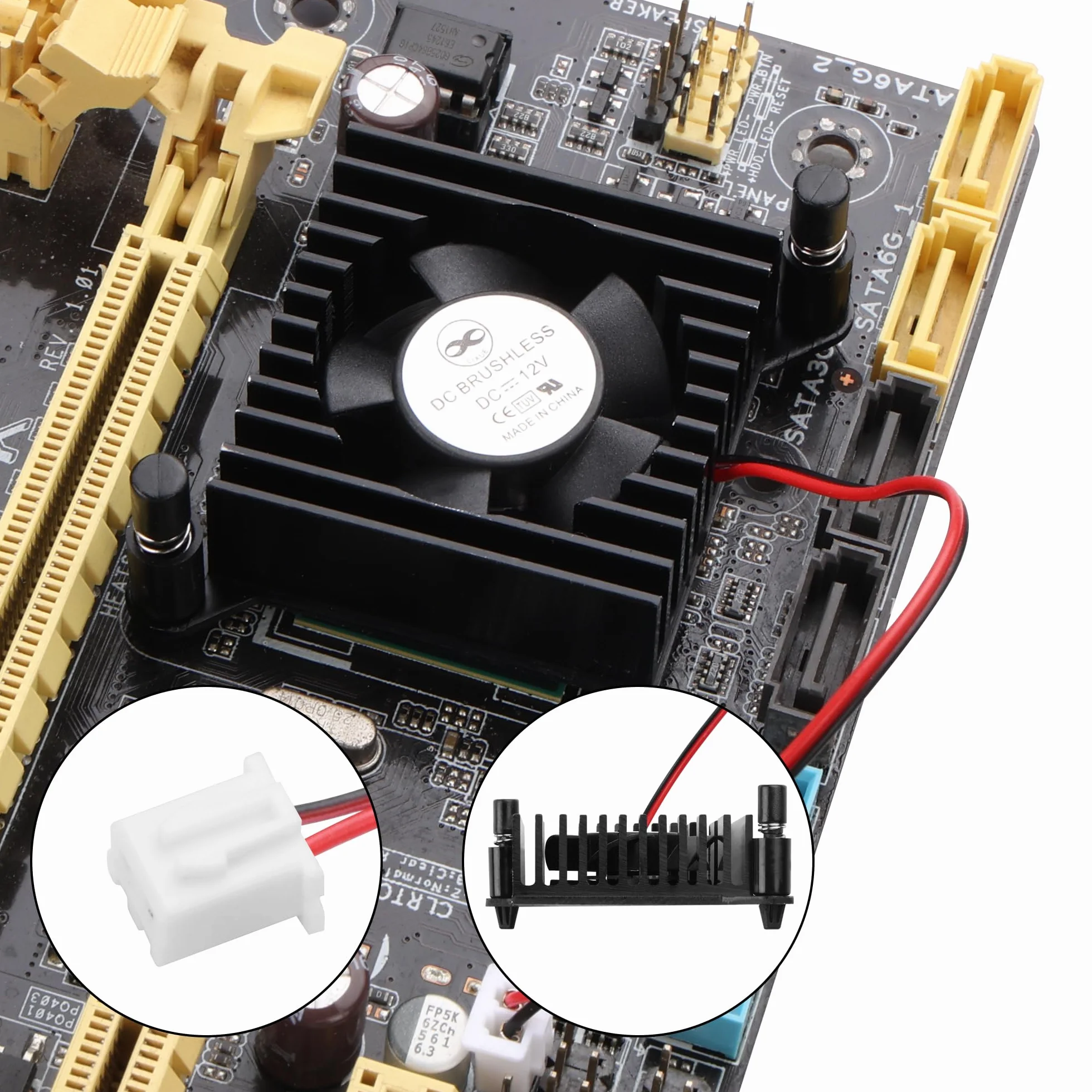 YAODHAOD Ventola GPU, dissipatore di schede grafiche in alluminio, distanza di 55 mm, ventola PCI per editing video, business, ufficio e computer di casa (nero, 12 V)