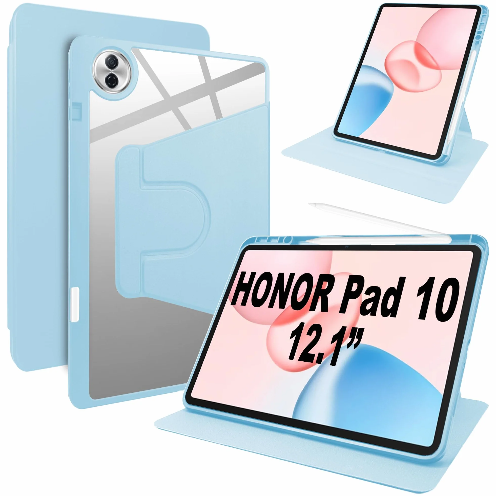 Custodia in pelle PU per HONOR Pad 10 con supporto rotante e slot penna