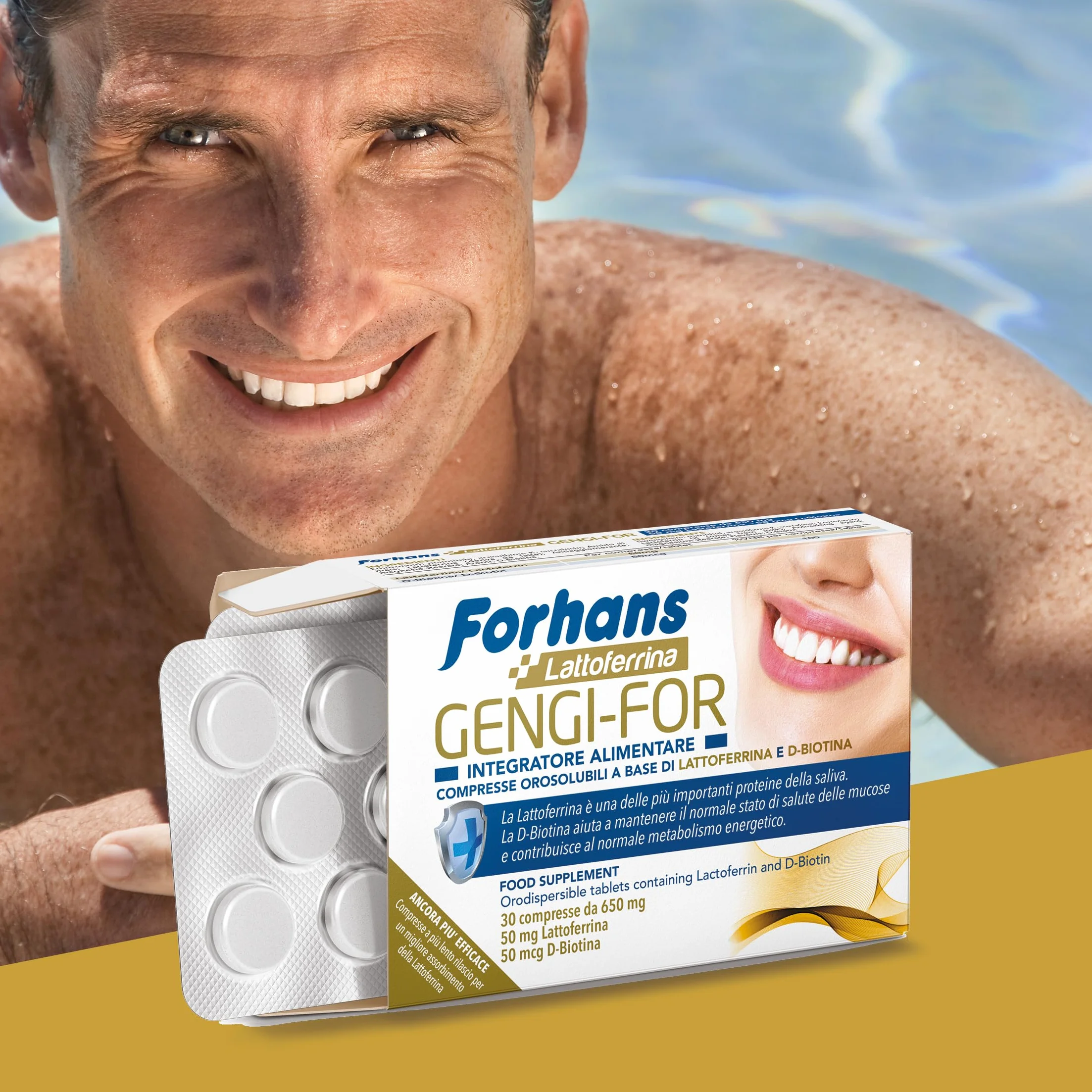 Forhans Integratore Alimentare Gengi-For Lattoferrina D-Biotina 30 Compresse Orosolubili