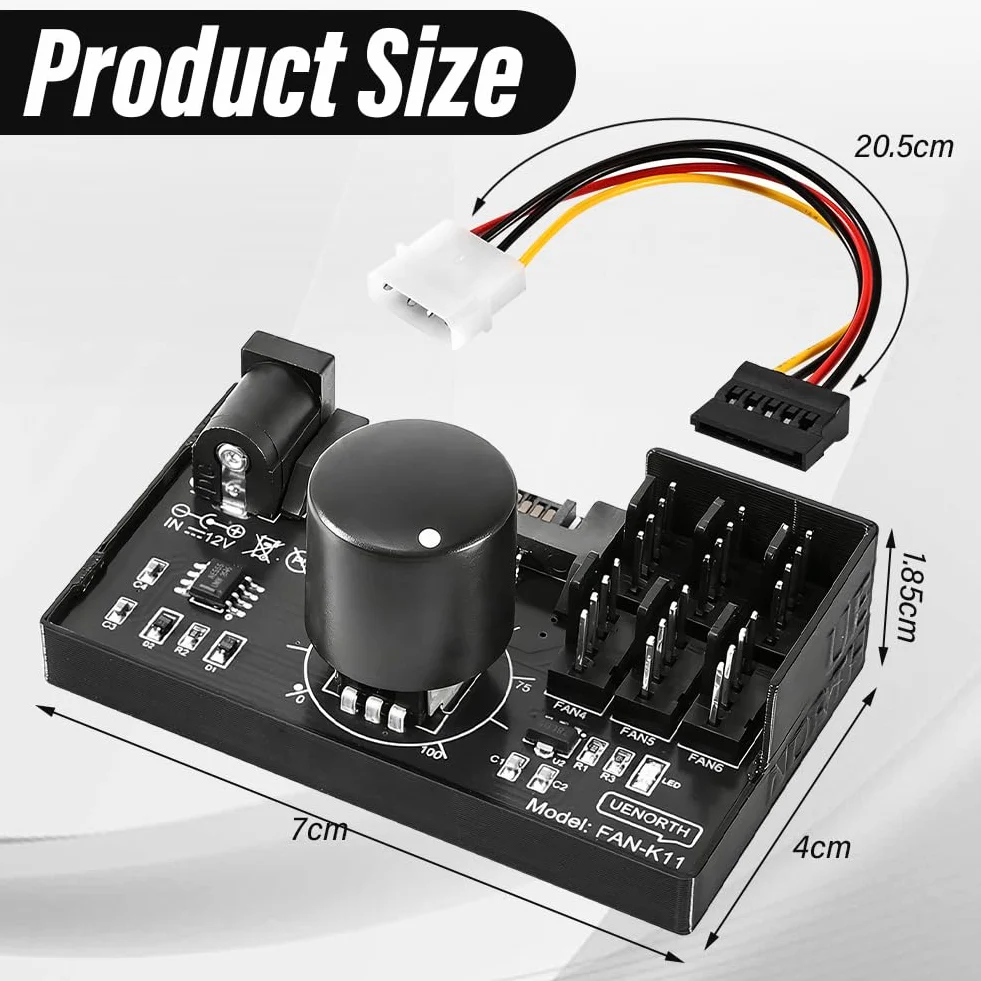 Controller ventola PWM Binghe 1 a 6 4 pin 12 V hub PC SATA DC 5525 controllo velocità supporta 6 ventole