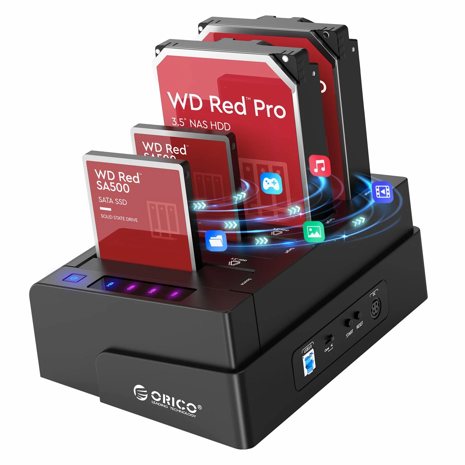 ORICO 4-bay USB 3.0 HDD Docking Station 2.5 3.5 Pollici Clone Funzione 12V6.5A