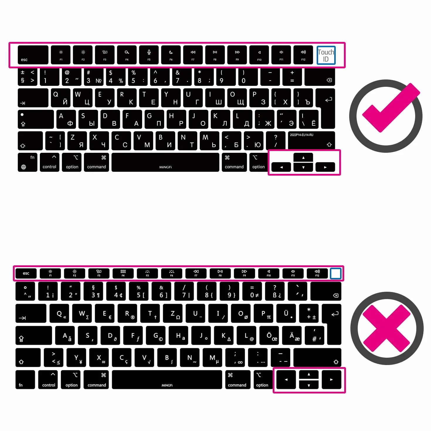 Copritastiera Silicone italiano per MacBook Pro/Max 14/16" M1-M4(A2918 A2992 A3112 A3401 A3185 A2780 A2991 A3403 A3186) Air 13,6/15,3" M2-M4(A2681 A3113 A3240 A2941 A3114 A3241) EU/ISO - Nero