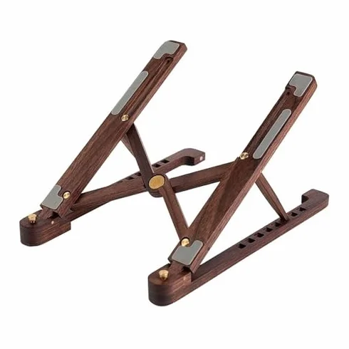 Supporto regolabile in legno per computer portatile, supporto pieghevole di raffreddamento, accessorio da scrivania ergonomico