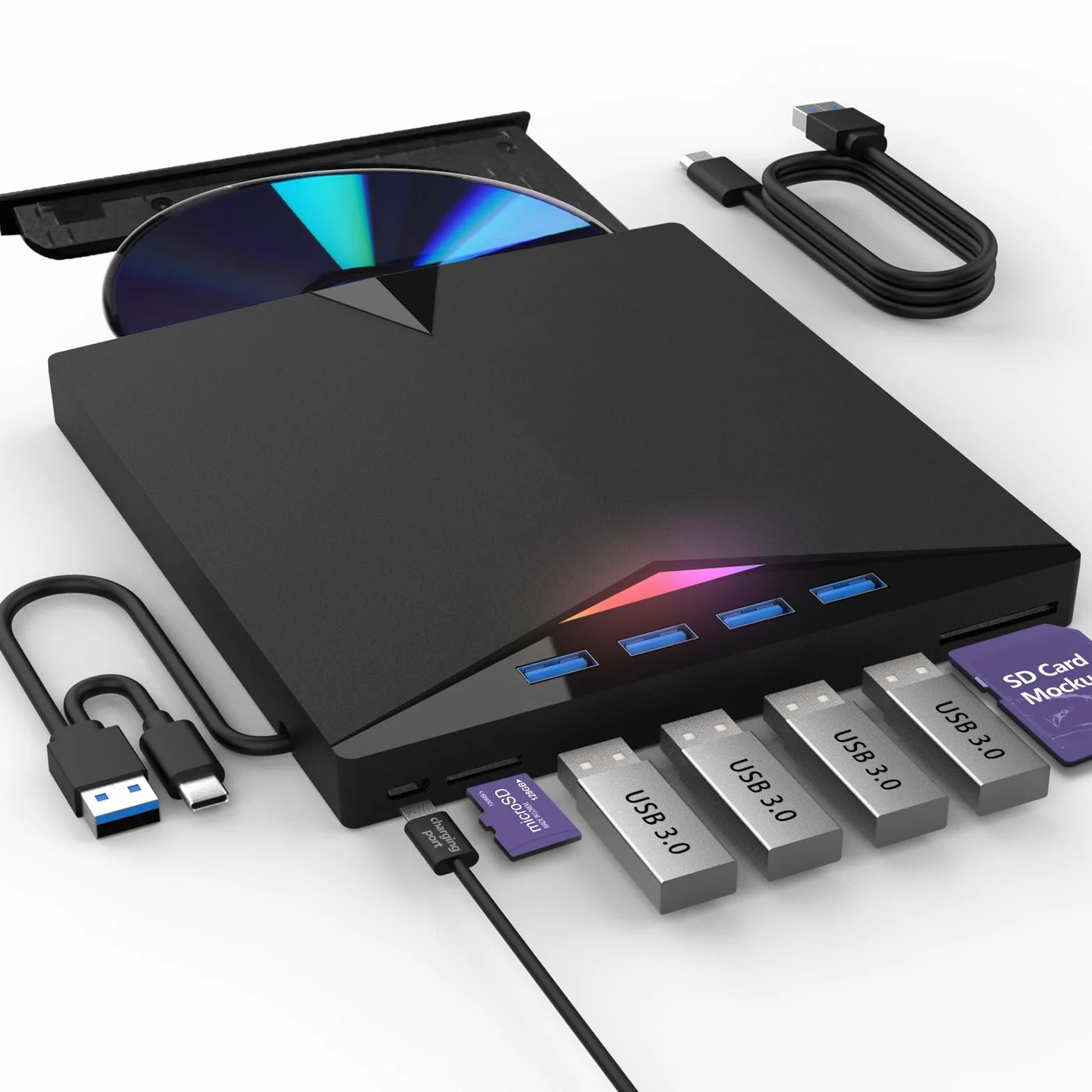 JOOPSHEE Lettore Blur ay Drive compatibile esterno Lettura/scrittura BD DVD CD compatibile Blu ray Burner USB 3.0 Type-C/Windows/Mac OS Laptop