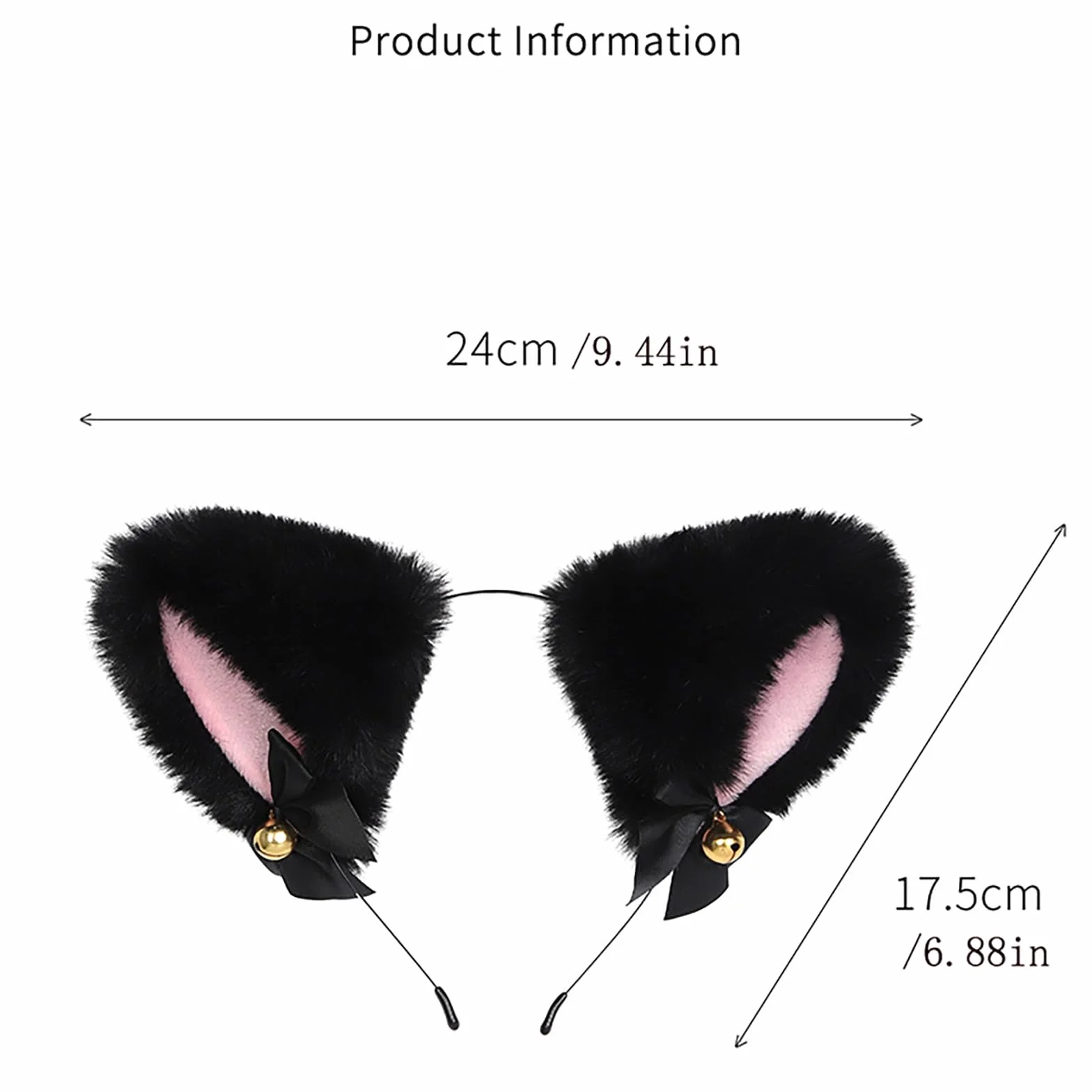 Giocattoli Sessuali Anale con Coda Roleplay Orecchie Di Gatto Gag Campane Collare Capezzolo Morsetti 5 Pezzi (Black)
