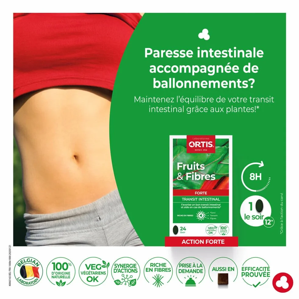Ortis Frutta & Fibre Forte 24 Compresse Integratore Alimentare per Transito Intestinale