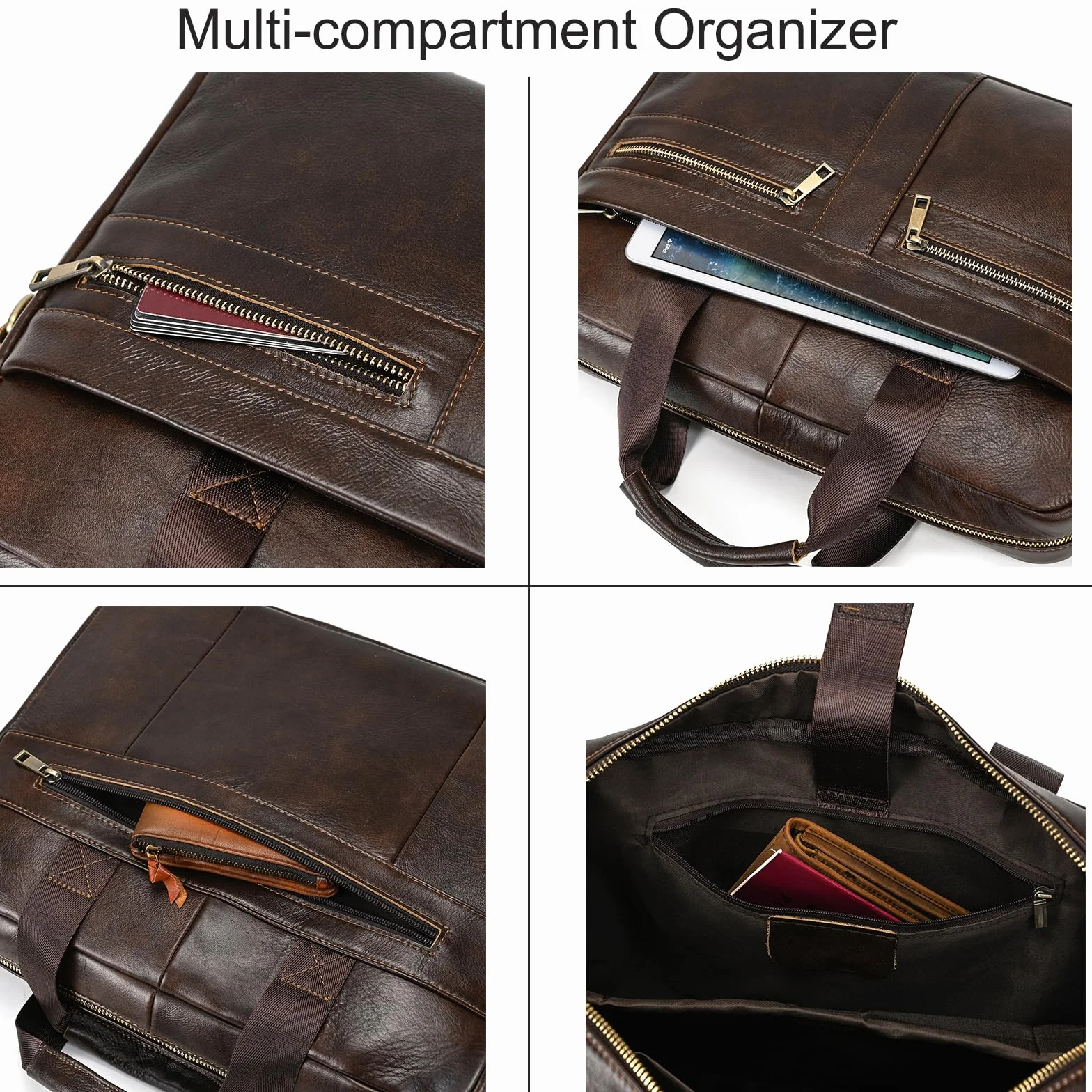 LUUFAN Valigette in pelle da 15,6 pollici Borse a tracolla per laptop Borsa da lavoro Borsa da viaggio per computer Borsa a tracolla per uomo