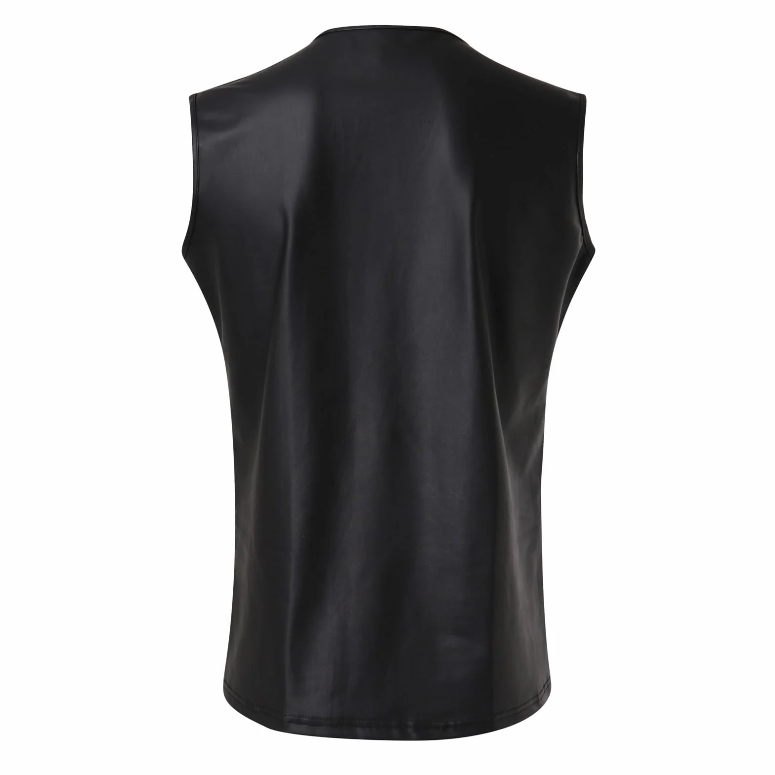Camicia da uomo in pelle laccata maniche corte lattice stile kinky effetto bagnato clubwear