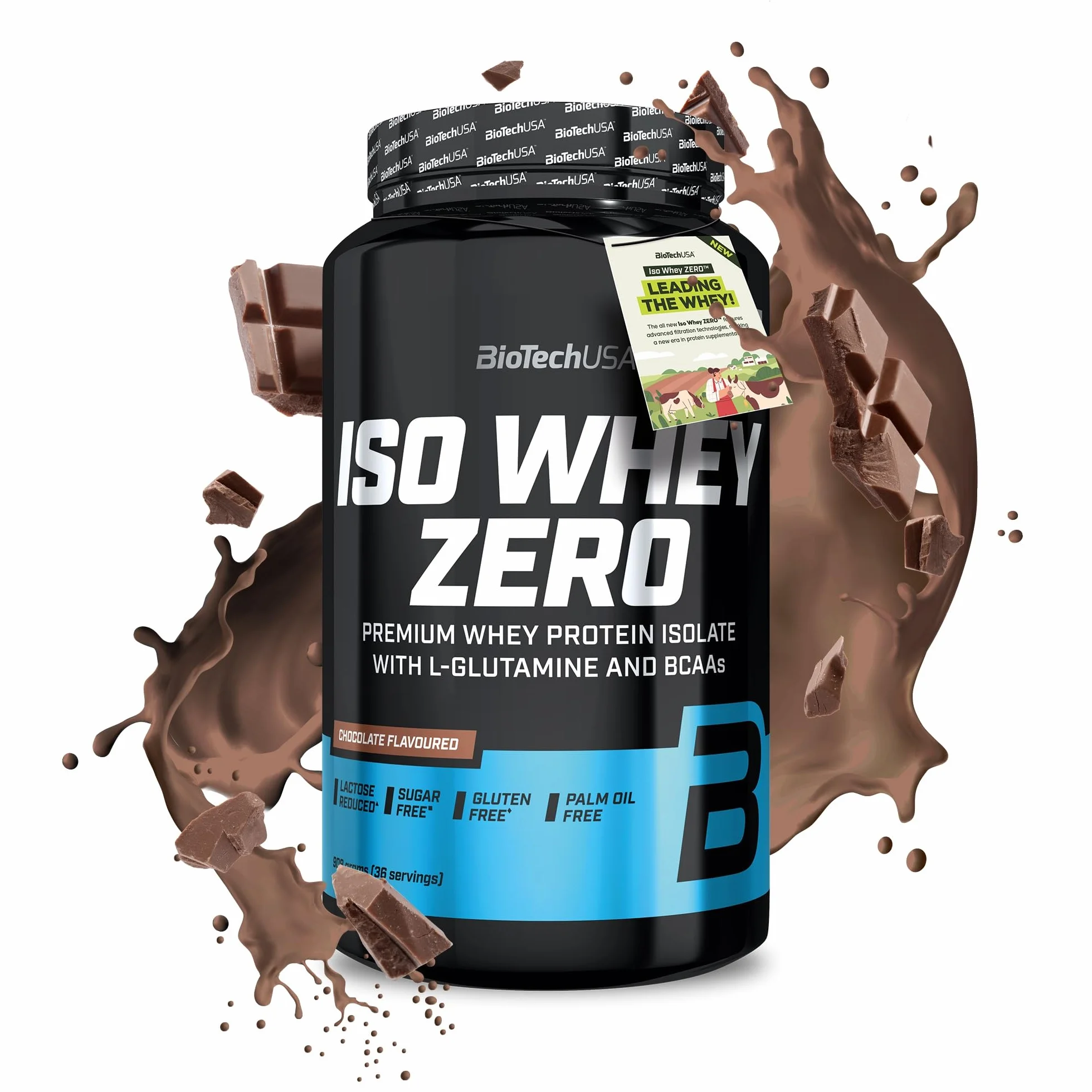 BioTechUSA Iso Whey Zero Premium Whey Protein Isolate Grass-Fed Sugar-Free Gluten-Free 908 g Cioccolato
