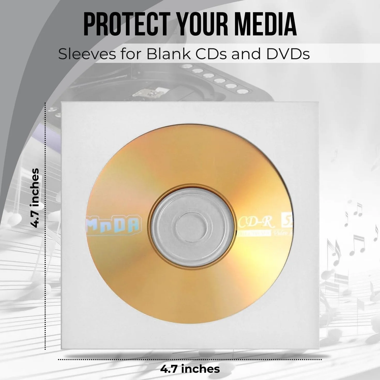 Flexzion Confezione da 100 Copertine di Carta Spessa per CD DVD (bianche) Bustine Plastica Custodie Standard a Busta Conservazione Premium con Finestra e Aletta per Dischi di Musica Film Videogiochi