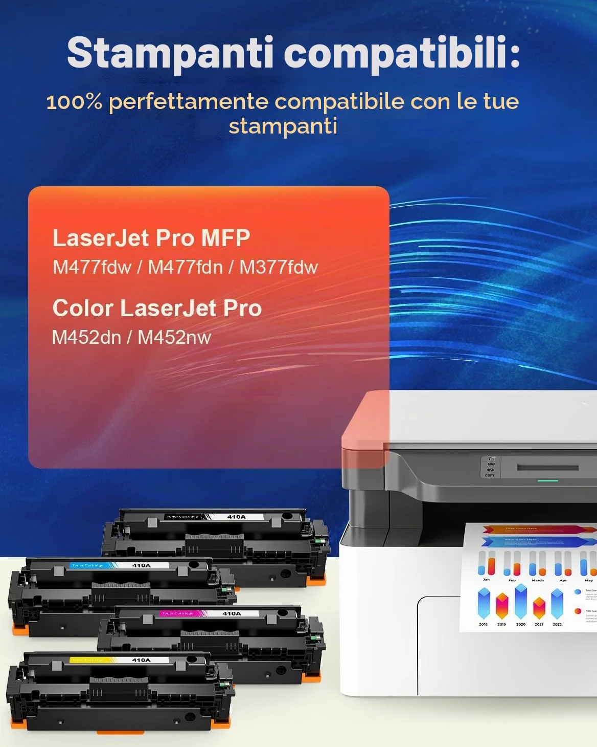410A Cartuccia Toner Compatibile per HP 410A CF410A Toner 410X CF410X per HP Color LaserJet Pro MFP M477fdw M477fnw M477fdn M377dw M452nw M452dn M477 M452 ( 410A Nero Ciano Magenta Giallo, 4-Pack)