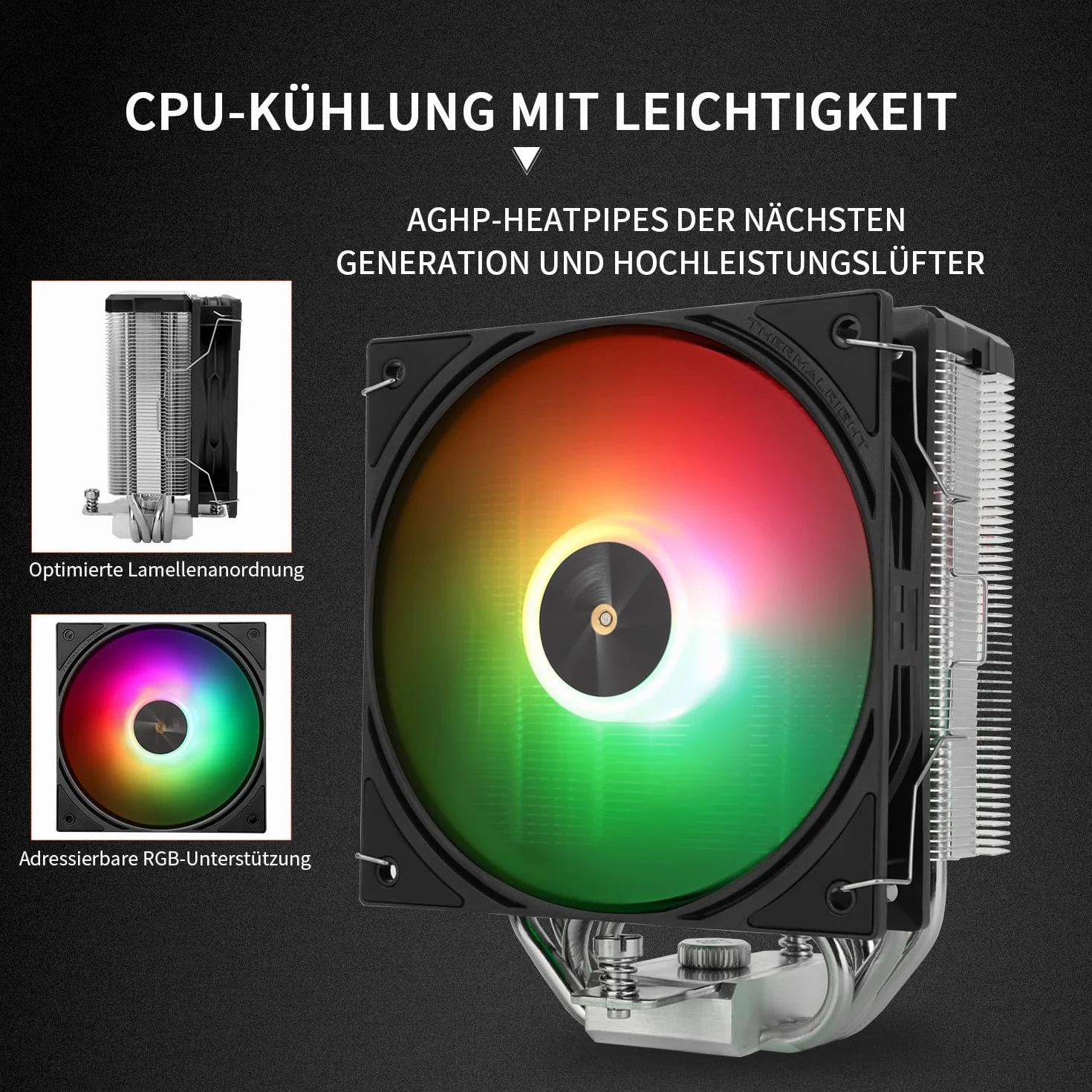 Thermalright Assassin X 120R - Raffreddatore digitale ARGB Black per CPU Top Cover, TL-P12-S PWM Quiet Fan CPU, supporto AM4/AM5, Intel LGA1851/1700/1150/1151/1200