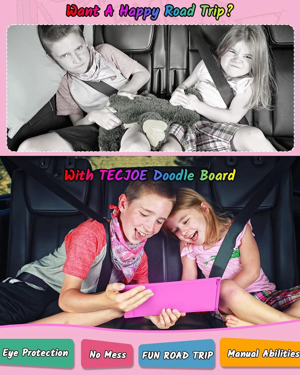 TECJOE Lavagna da scrittura LCD 8,5 calci, 2 pezzi, cancellabile, blu scuro + magenta