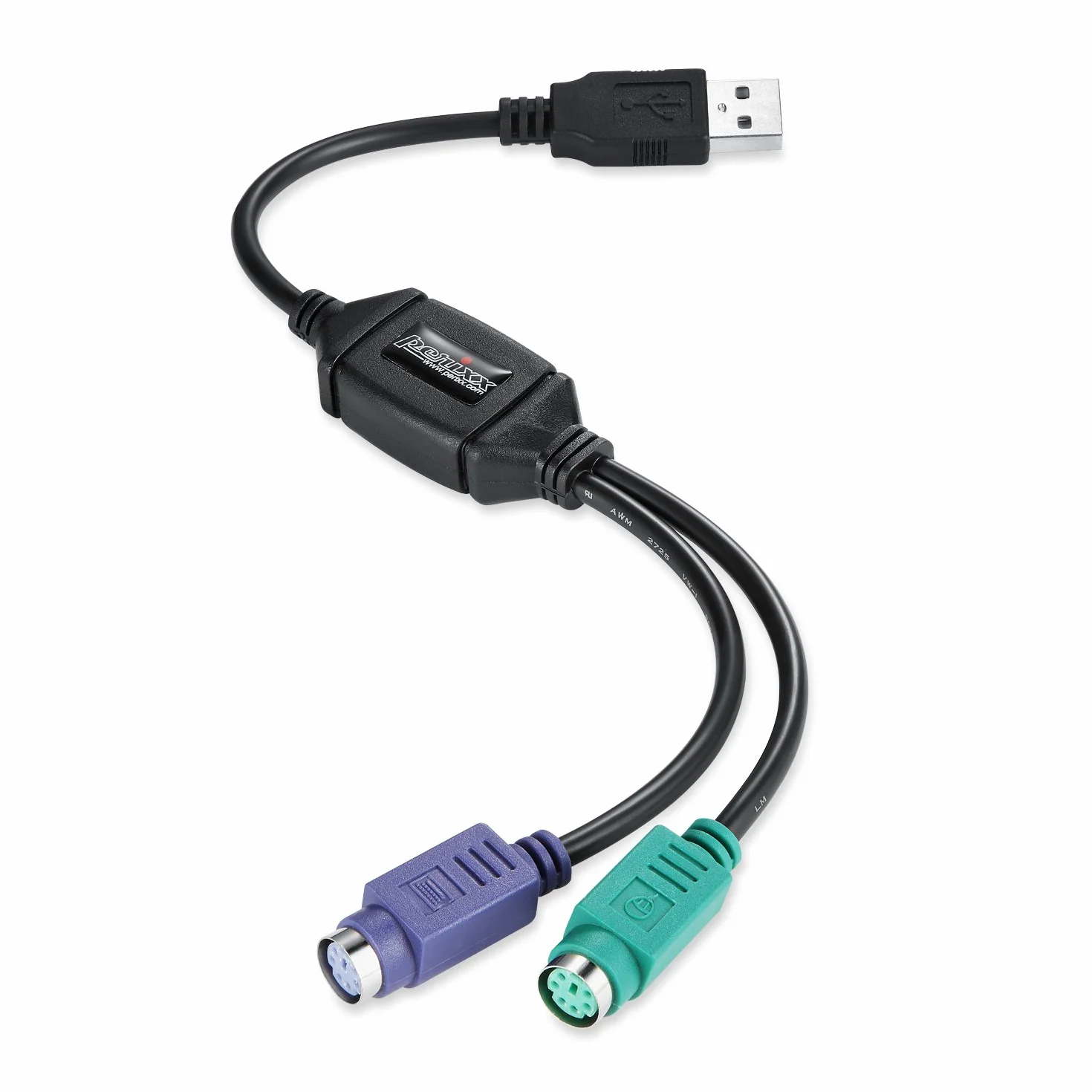 Perixx PERIPRO-401 Cavo da PS2 a USB, per tastiera e mouse con interfaccia PS2, supporta lo switch KVM, con USB IC integrato
