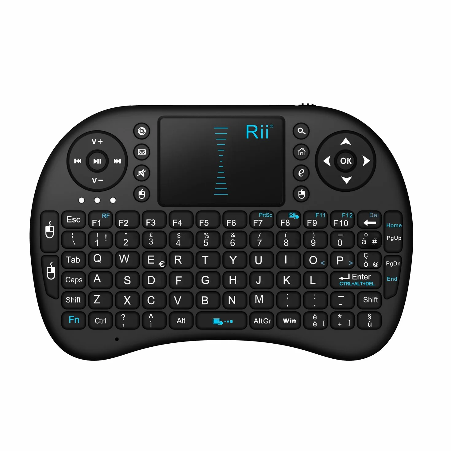 Rii Mini i8 - Tastiera Wireless Ergonomica con Mouse Touchpad per Smart TV, PC, HTPC, Console, Computer (Layout Italiano)