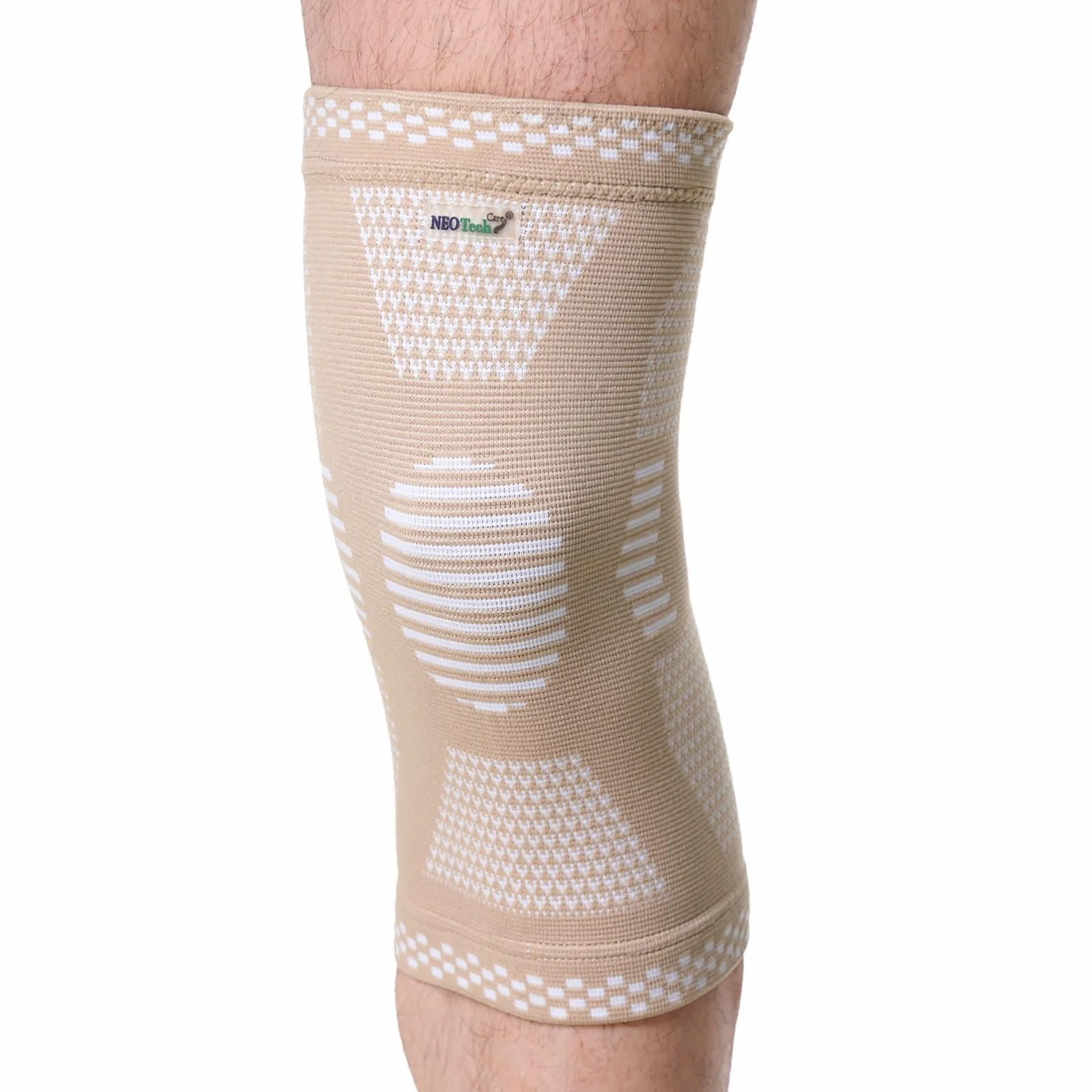 NEOtech Care Fascia di supporto per ginocchio in fibra di bambù elastica traspirante media compressione Beige M 1 Pezzo