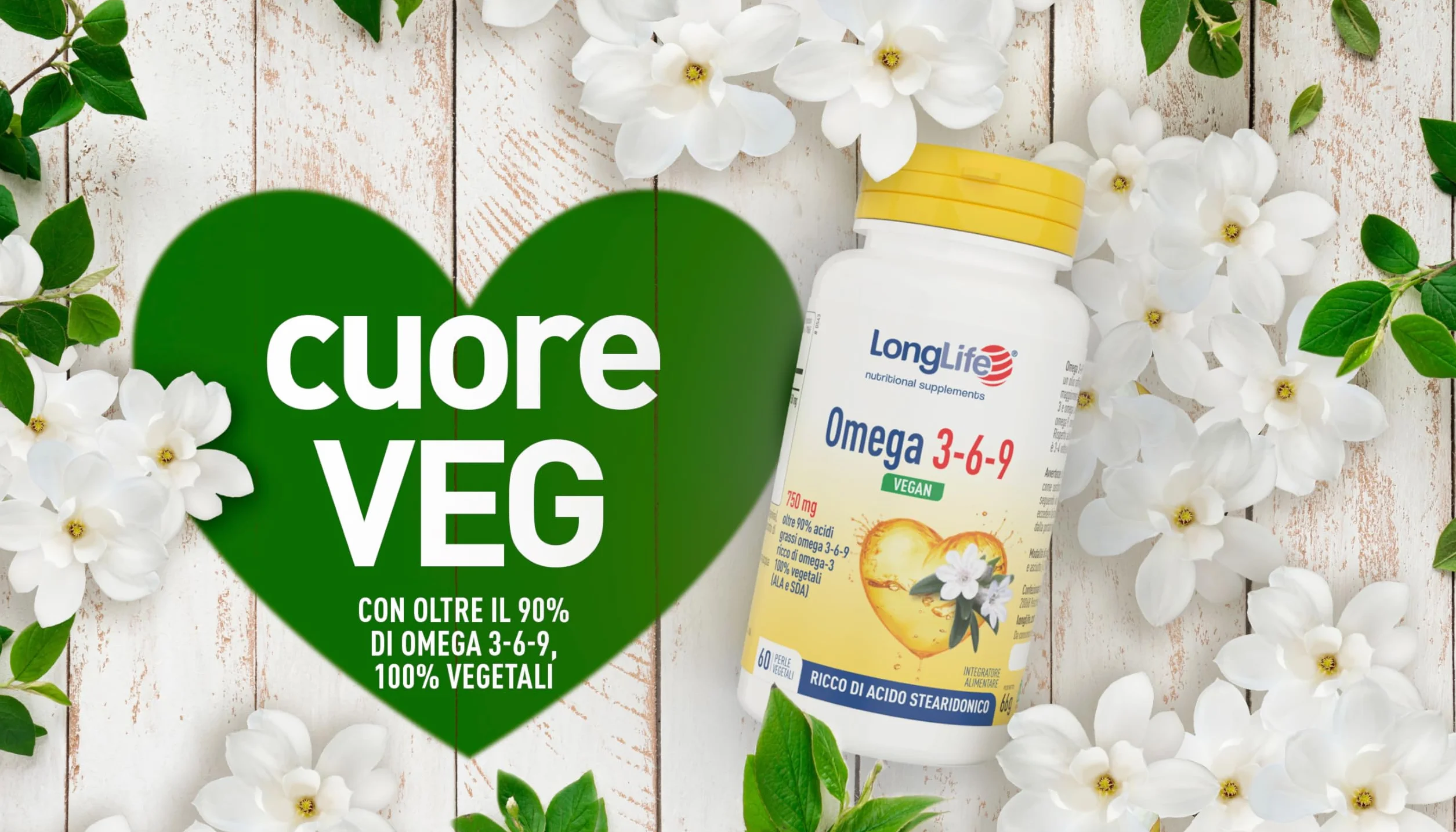 LongLife® Omega 3-6-9 Vegan 60 Perle Vegetali | Con Ahiflower® Oltre 90% Acidi Grassi Omega 3-6-9