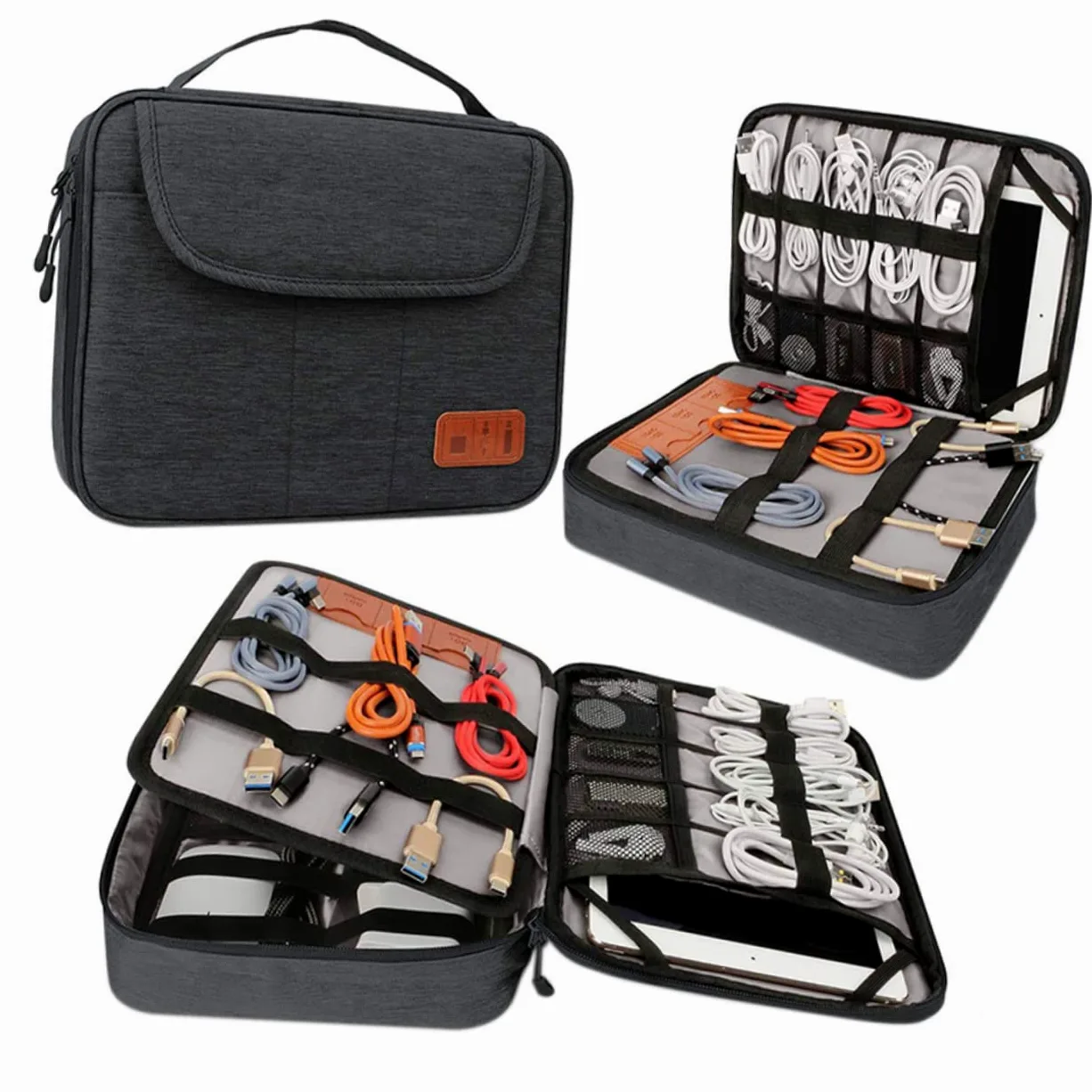 NUOBESTY Organizer Borsa Per Cavi Esterni Custodia Per Dispositivi Elettronici e Digitali Spazio Di Archiviazione Ampio Per Telefoni e Tablet Da Design Strati Maniglia Per Trasporto Comodo