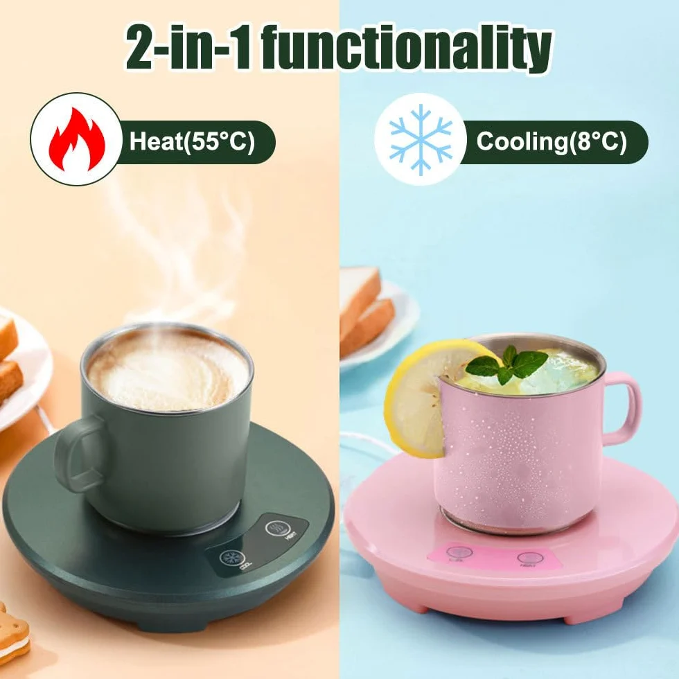 Scalda Tazza da Caffè, Scaldatazze Elettrico 2 in 1, Scalda Bevande Riscaldamento e Raffreddamento per Tè, Latte, Cioccolata, Ufficio, Casa