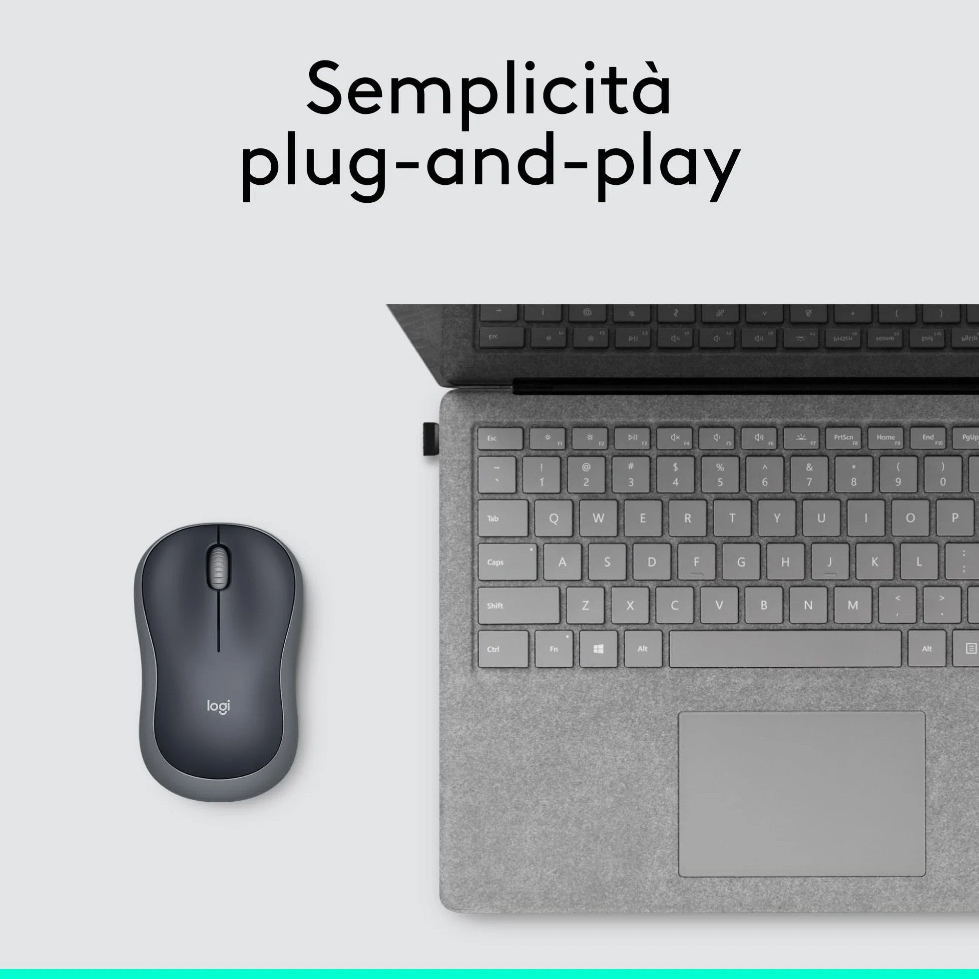 Logitech M185 Mouse Wireless 2,4 GHz Mini Ricevitore USB Tracciamento Ottico 1000 DPI Grigio