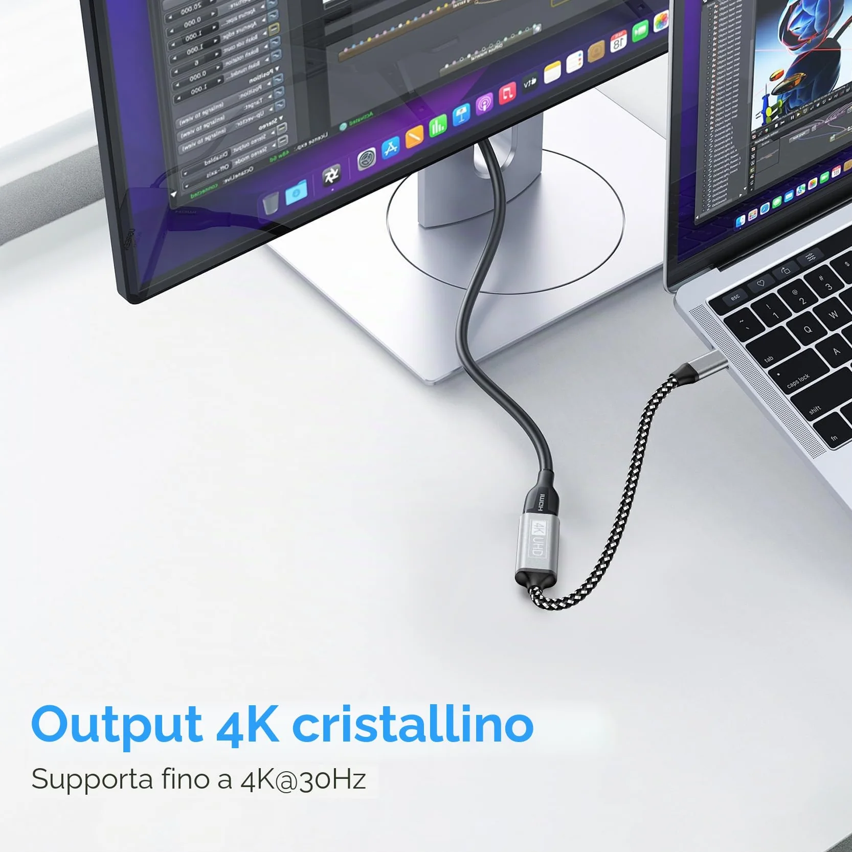4K Adattatore USB C a HDMI, Adattatore USB C HDMI compatibile con Thunderbolt 3/4/iPhone 16Pro/16Pro Max/16/15, MacBook Pro/Air, Pixelbook,Samsung Galaxy S/Note, Dell XPS 15/13