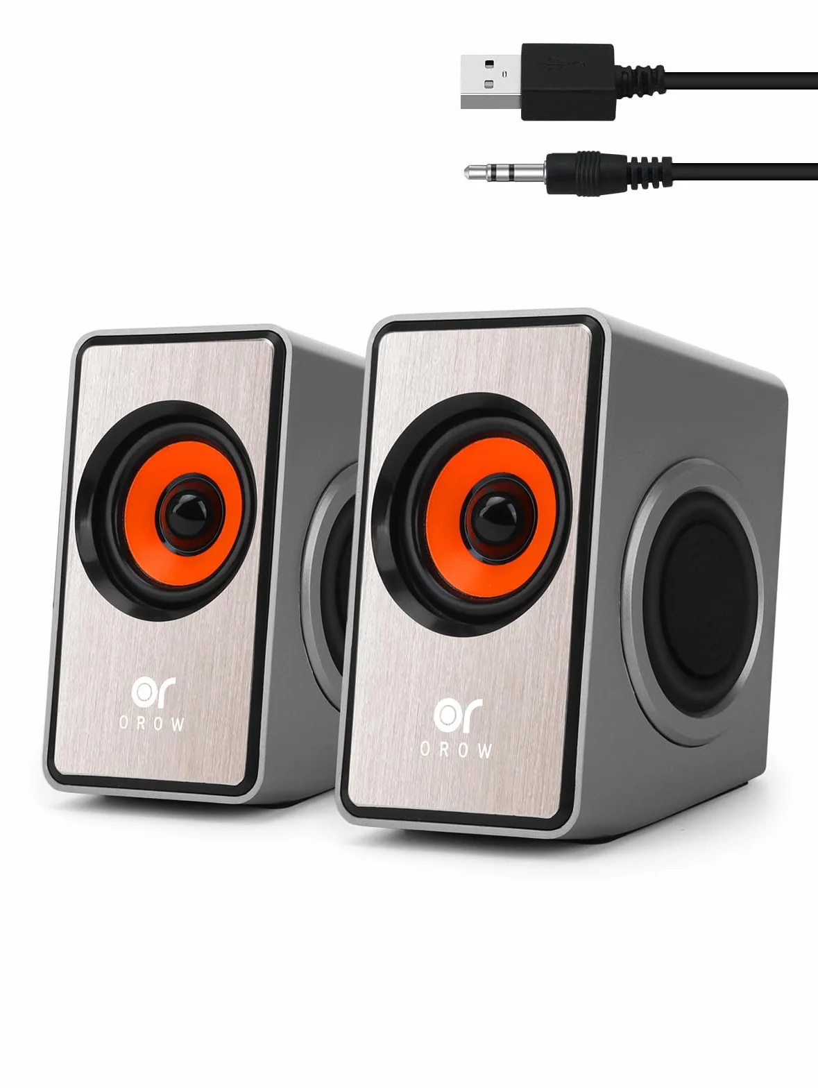 Casse PC 12W Altoparlanti per computer Stereo Sound USB 3,5 mm jack Argento