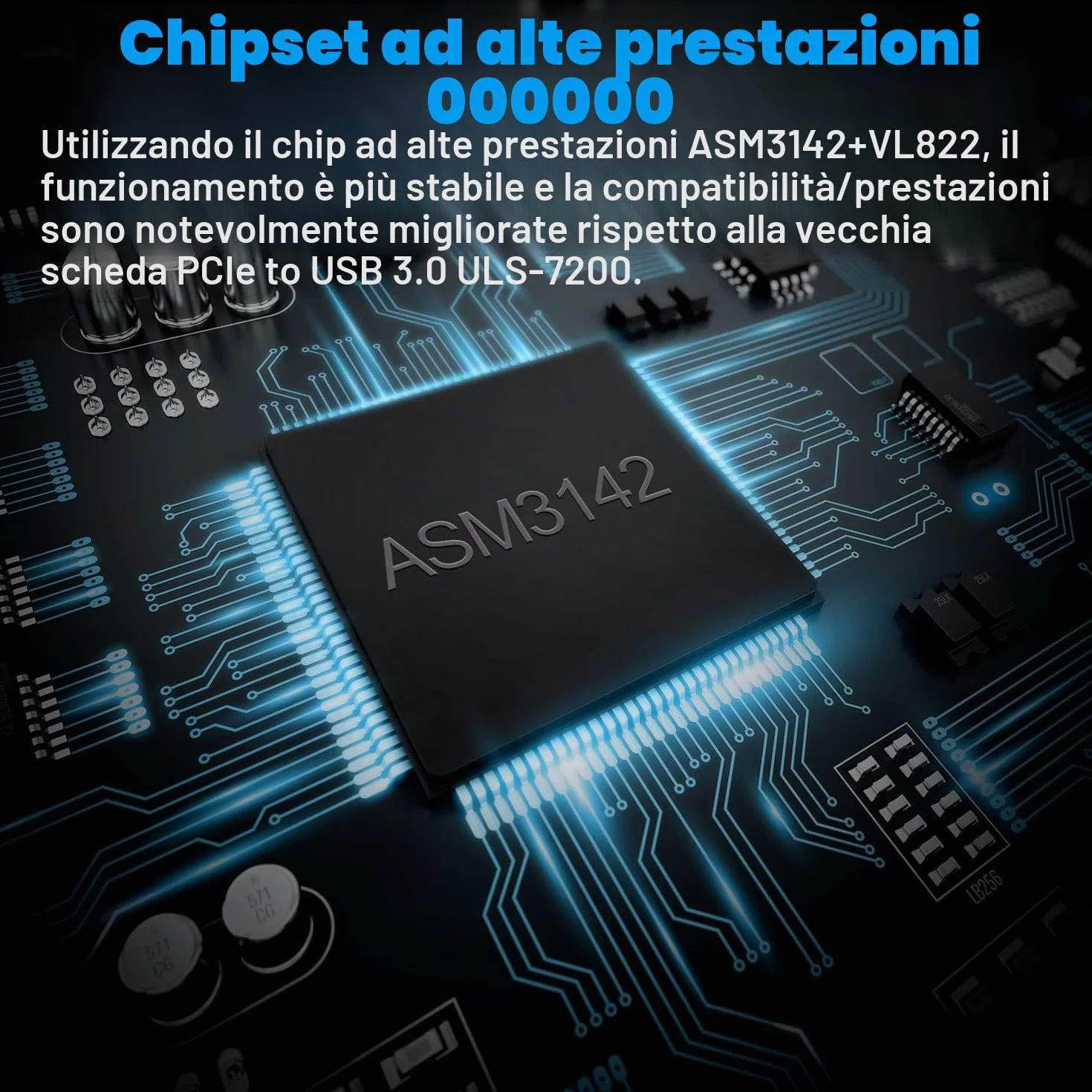 Scheda PCIe USB 3.2/3.1 Gen 2 10Gbps larghezza di banda 7 porte (2X USB-C - 5 Tipo A) Scheda di espansione PC Card Hub Porta Interna per Windows 10/8/7 e Mac OS 4.1/5.1 e Sopra