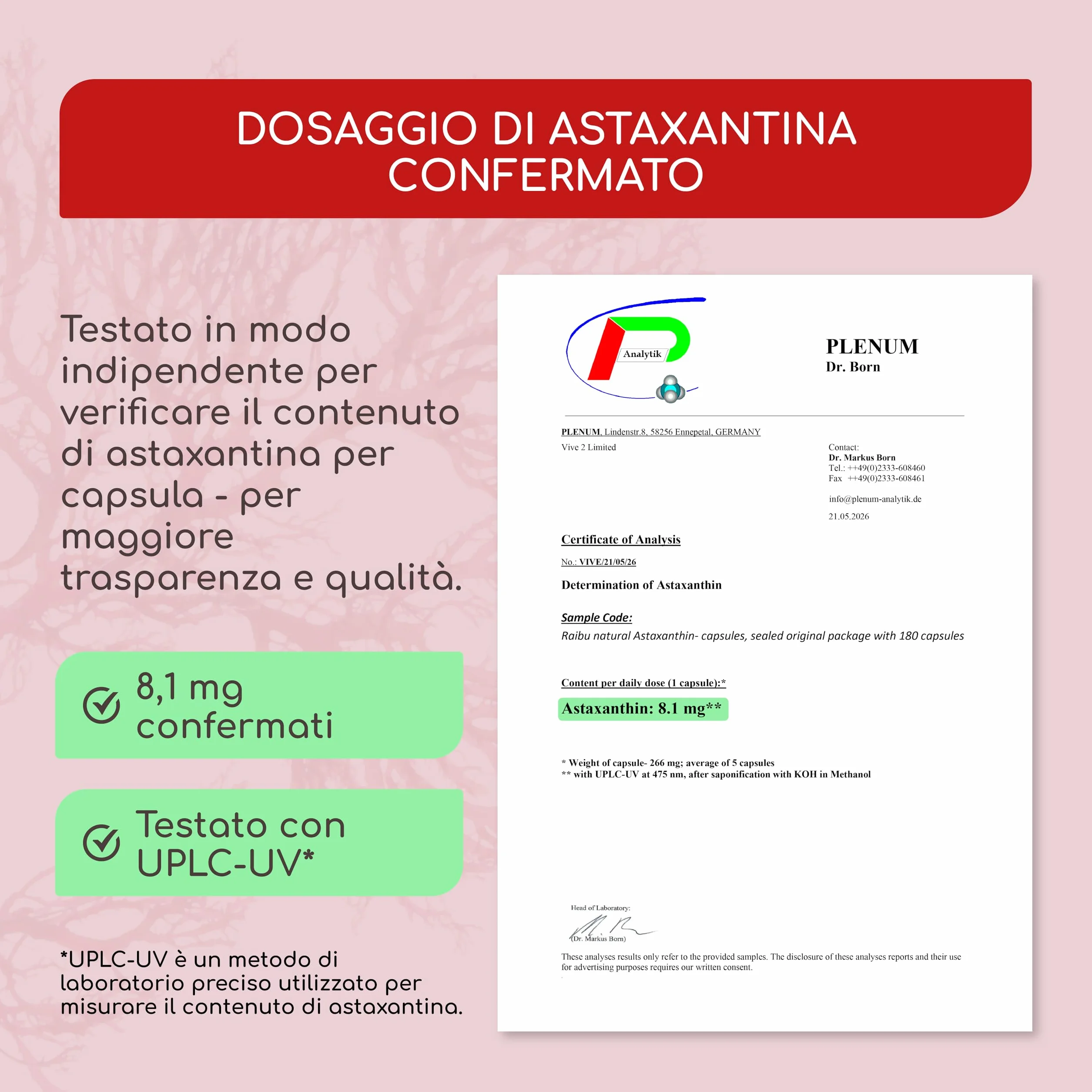 Astaxantina Pura 80 mg 180 Capsule dall’alga Haematococcus pluvialis Antiossidante senza OGM