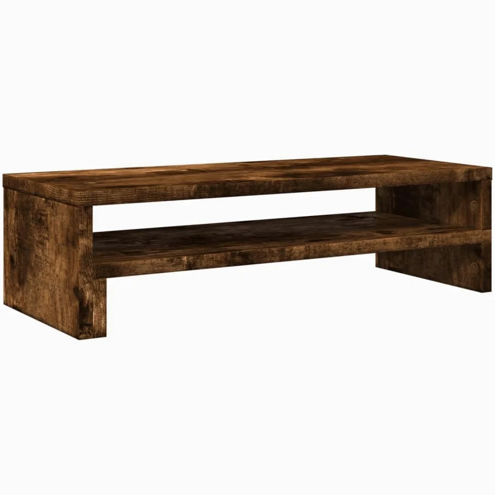 Supporto per monitor in rovere affumicato, 54 x 22 x 15 cm, rialzo ergonomico da scrivania in legno per ufficio e casa