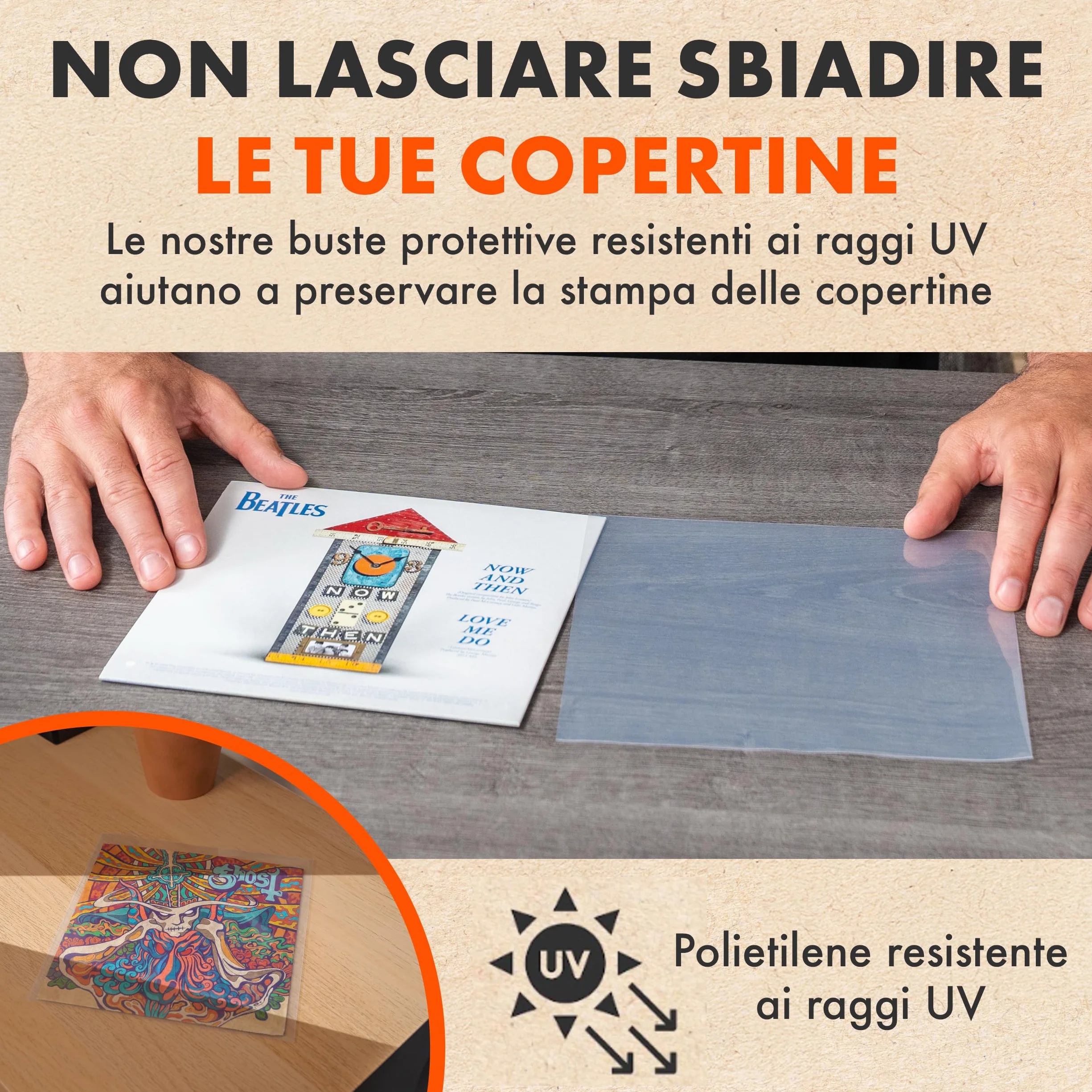 Spincare 50x 7 pollici buste vinili 45 giri esterne protezione UV | Density buste protettive vinili in polietilene resistenti qualità archivio per dischi 7”