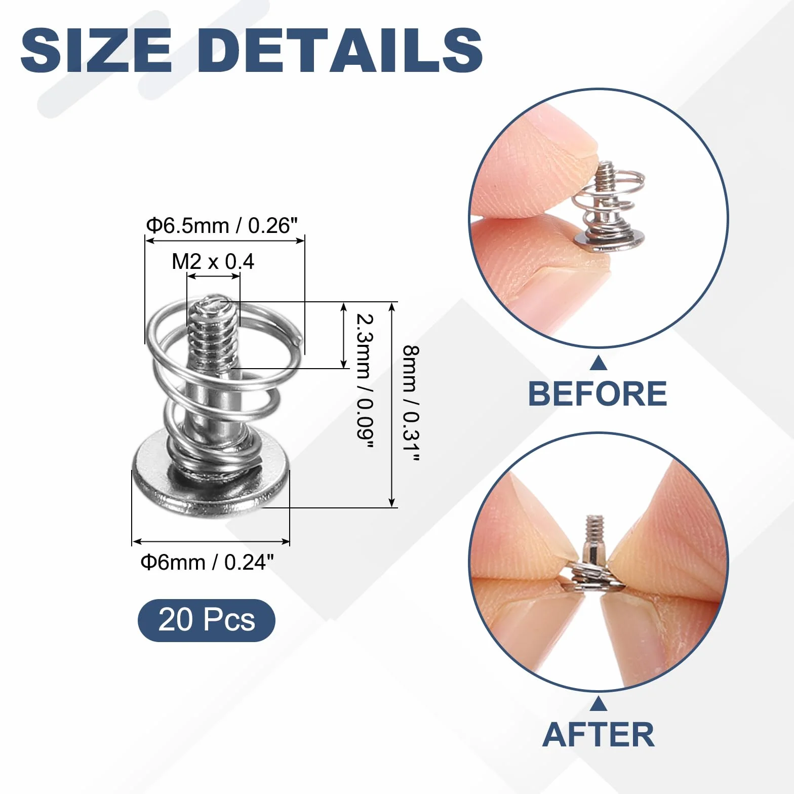 QUARKZMAN Viti A Molla M2x8mm, 20 Pz Viti A Molla Per Dissipatore Scheda Grafica GPU Per Ventilatore Computer CPU Dissipatore Scheda Madre