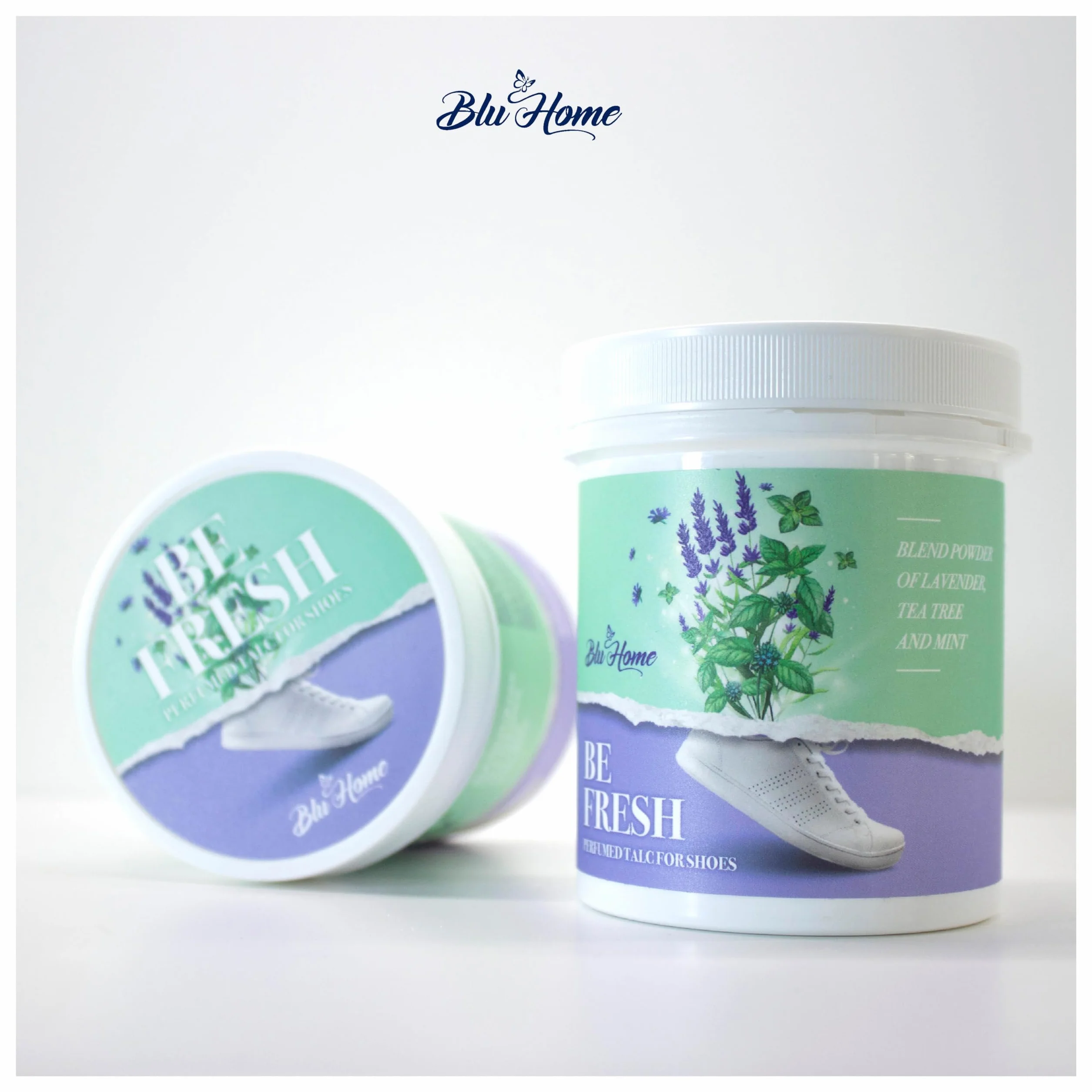 Blu Home BE FRESH Talco Elimina Odori per Scarpe Profuma Scarpe con Oli Essenziali 100% Naturali 100 g