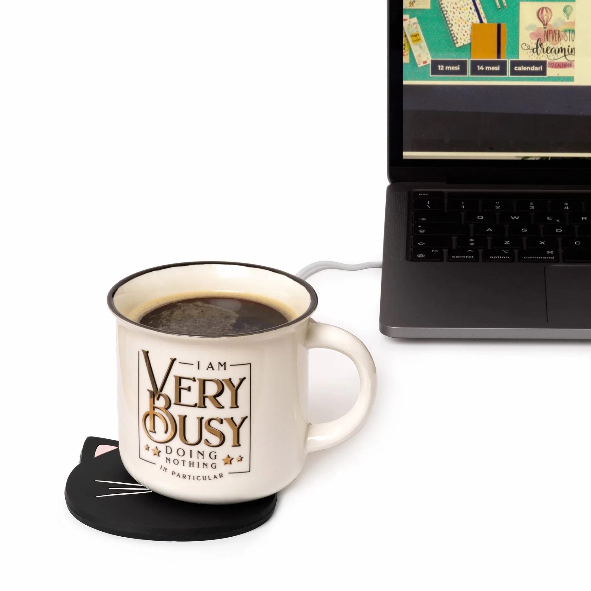 Legami - Scalda Tazza Usb, Warm it up, 10x10 cm, in Vinile, Ideale per Tazze e Bicchieri con Fondo Piatto, Ingresso USB, Tema Kitty