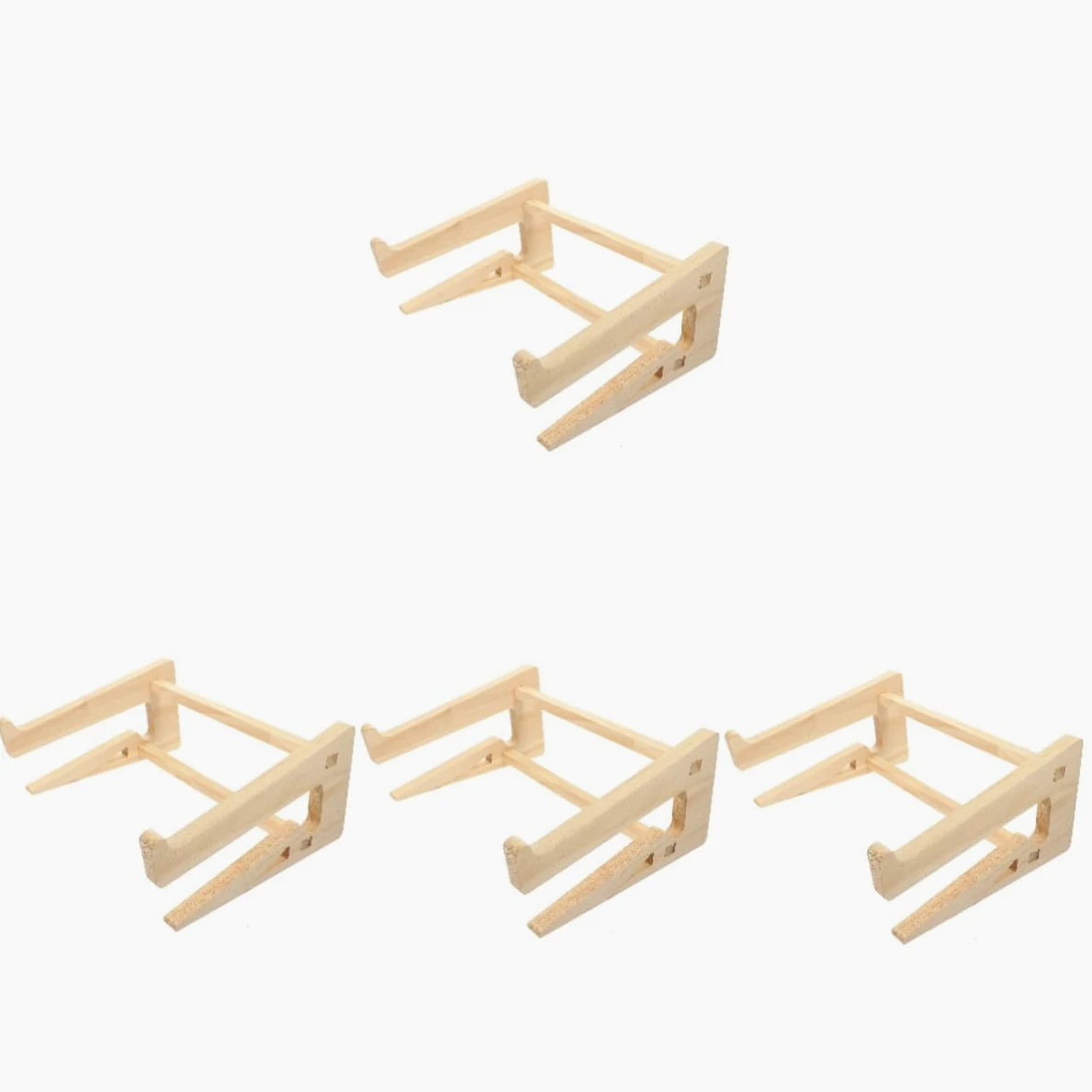 4 Pezzi Supporto per Laptop in Legno Massello Rialzato Ergonomico per Scrivania Stand Portatile Antiscivolo per Notebook e Tastiera Design Salvaspazio per e Casa