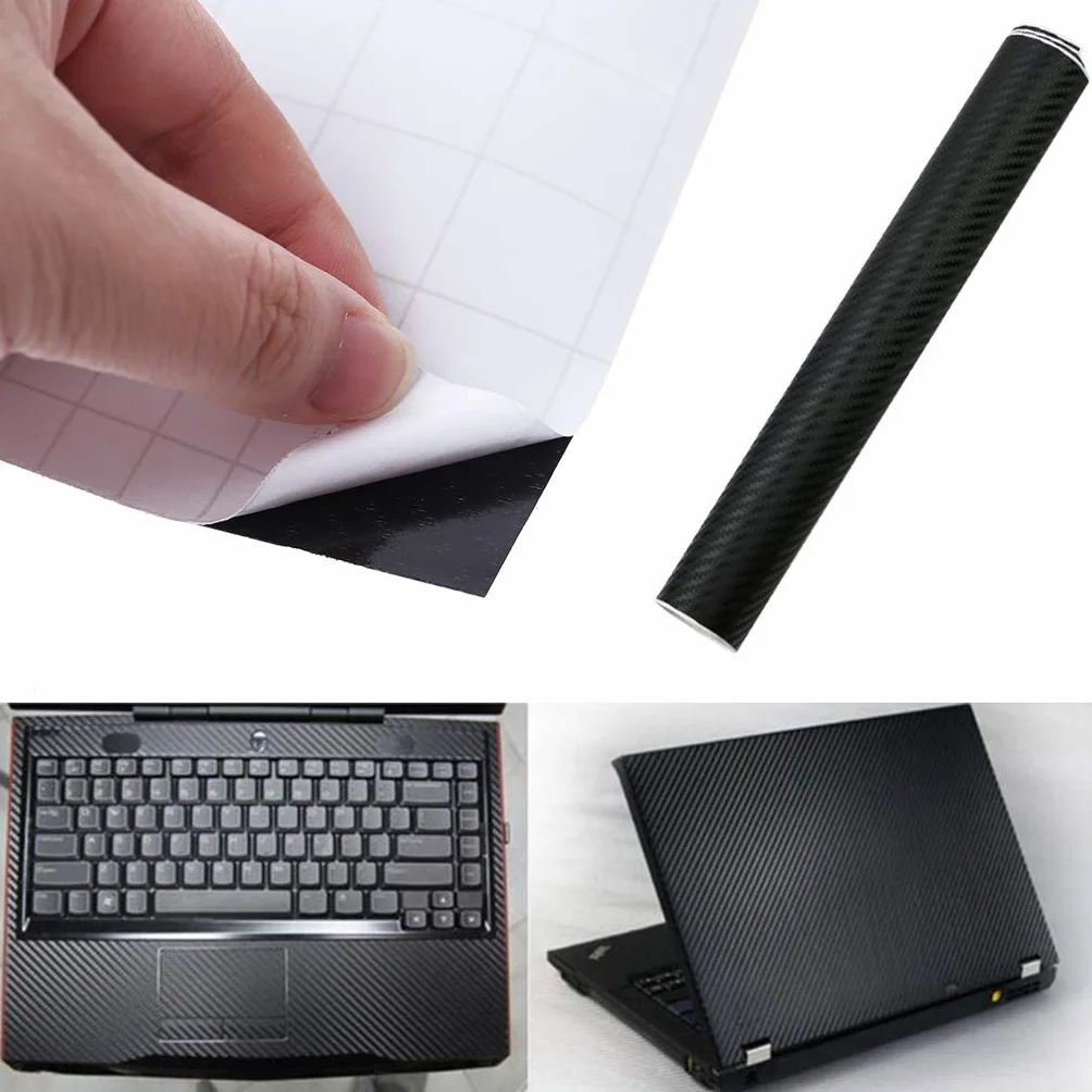 Universale Adesivo 3D Fibra di Carbonio Pellicola Durevole Notebook Decalcomania Nero Buona Vista 17 Pollici PC Laptop