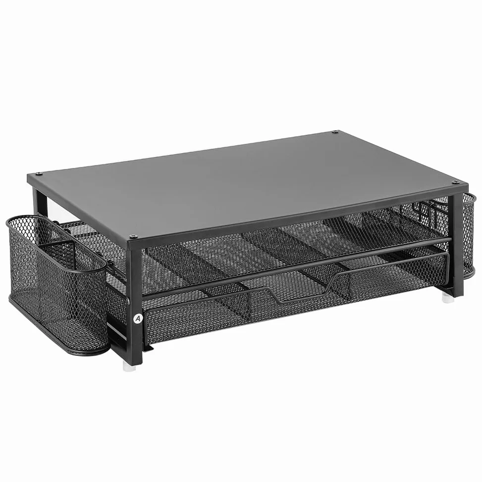 Supporto per monitor per computer a 2 livelli con cassetto e 2 portapenne, organizer da ufficio, supporto per monitor, accessori da scrivania per ufficio