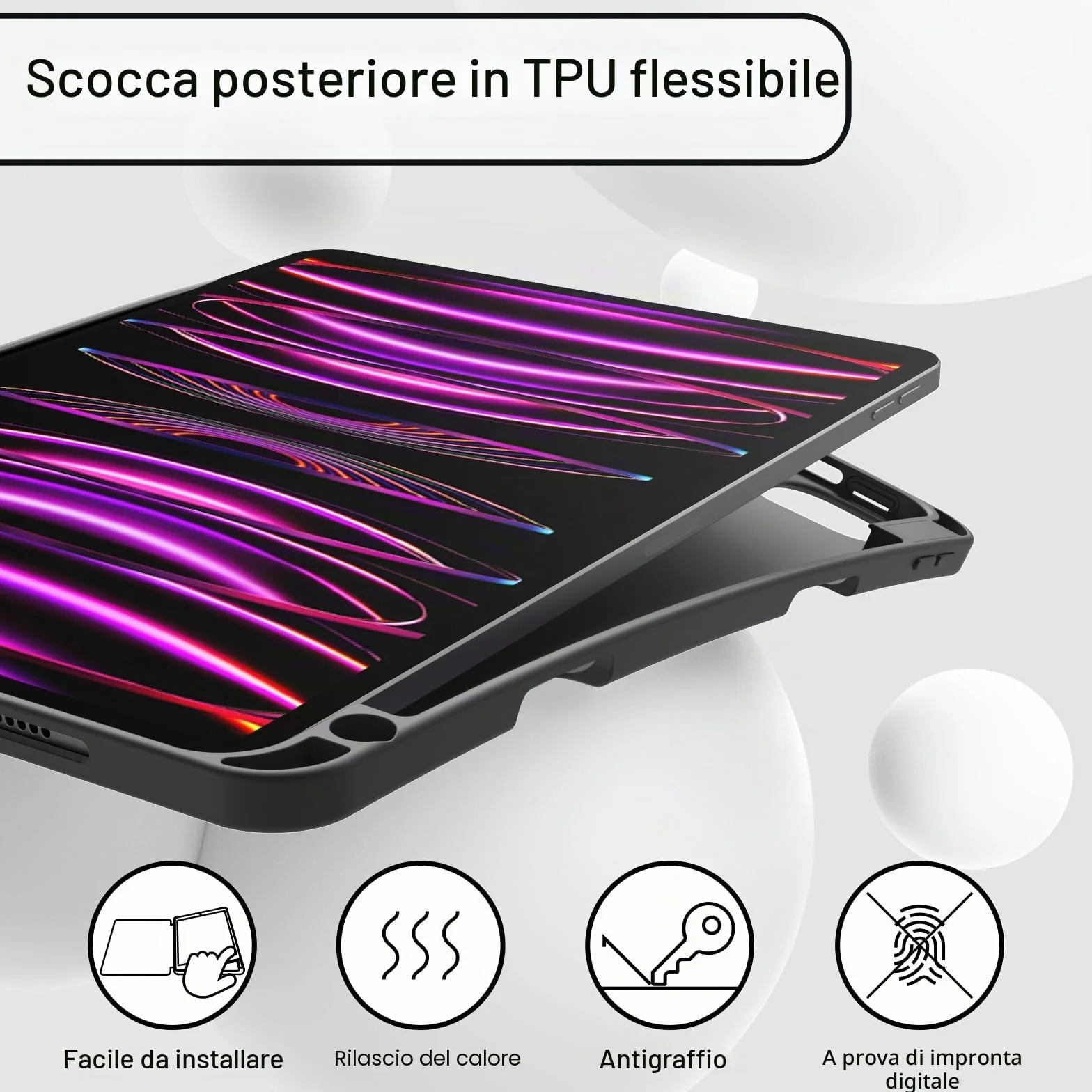 JETech Custodia iPad Pro 11 Pollici 2022/2021/2020 Portapenne Ricarica Pencil 2a Gen Cover TPU Sottile Nero