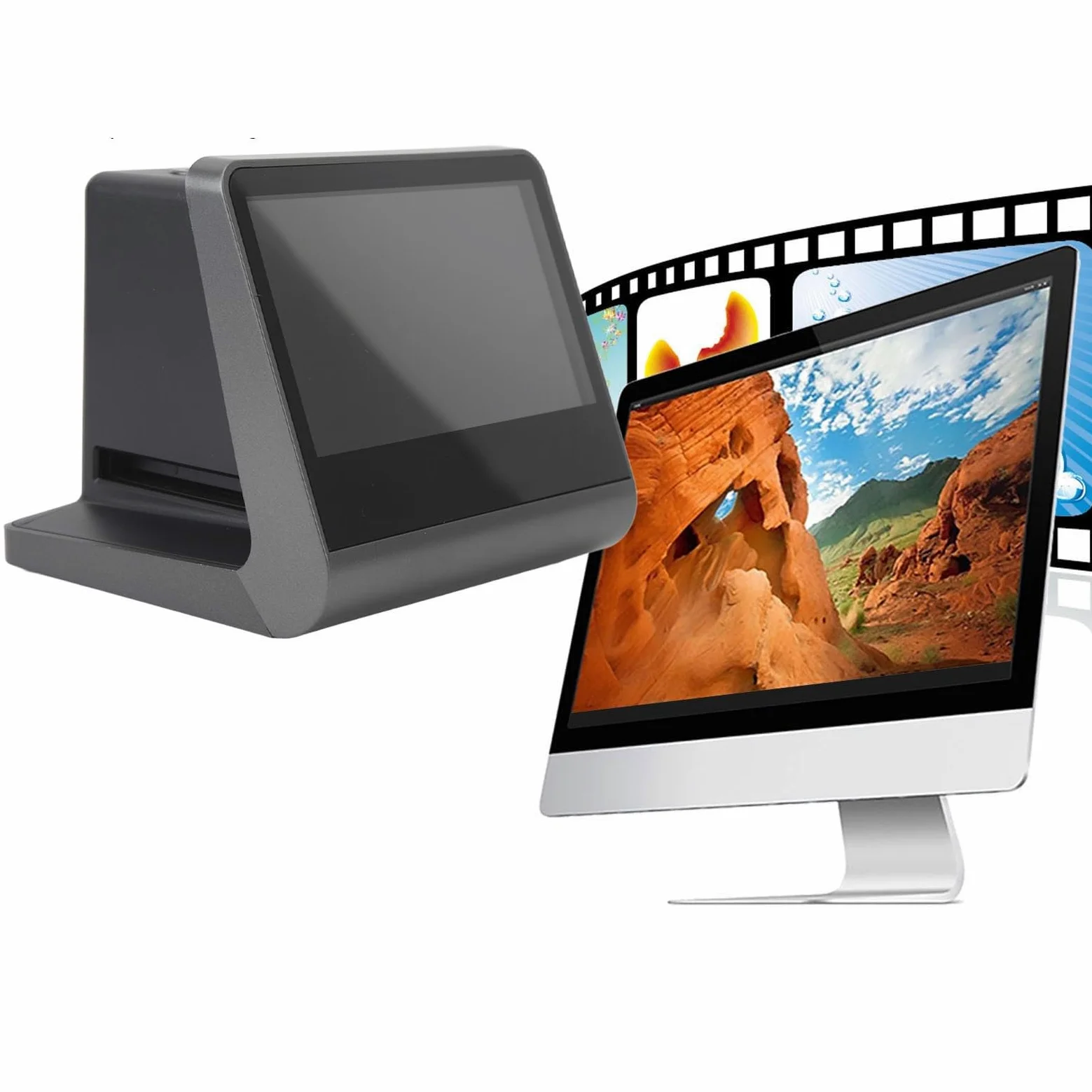 Scanner per Pellicole e Foto, Scanner per Pellicole con Schermo LCD da 5 Pollici, Alta Definizione da 48 MP, Memoria da 16 GB, Scanner Fotografico per Win XP, per Vista, per Win