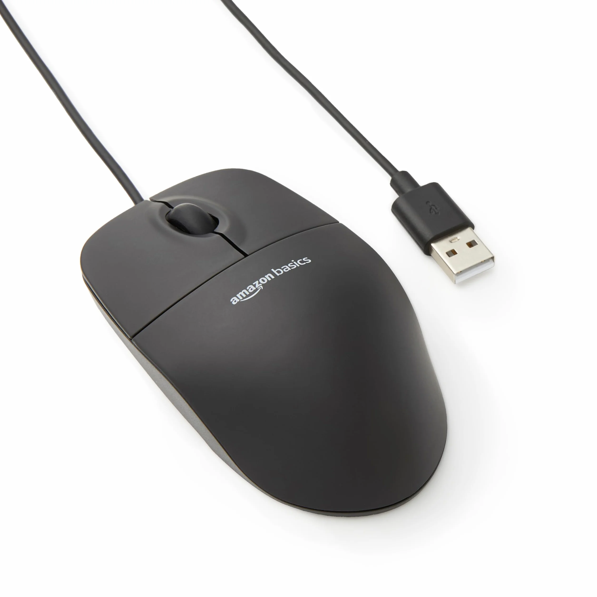 Amazon Basics Mysz optyczna czarna USB 3 przyciski Windows Mac OS X