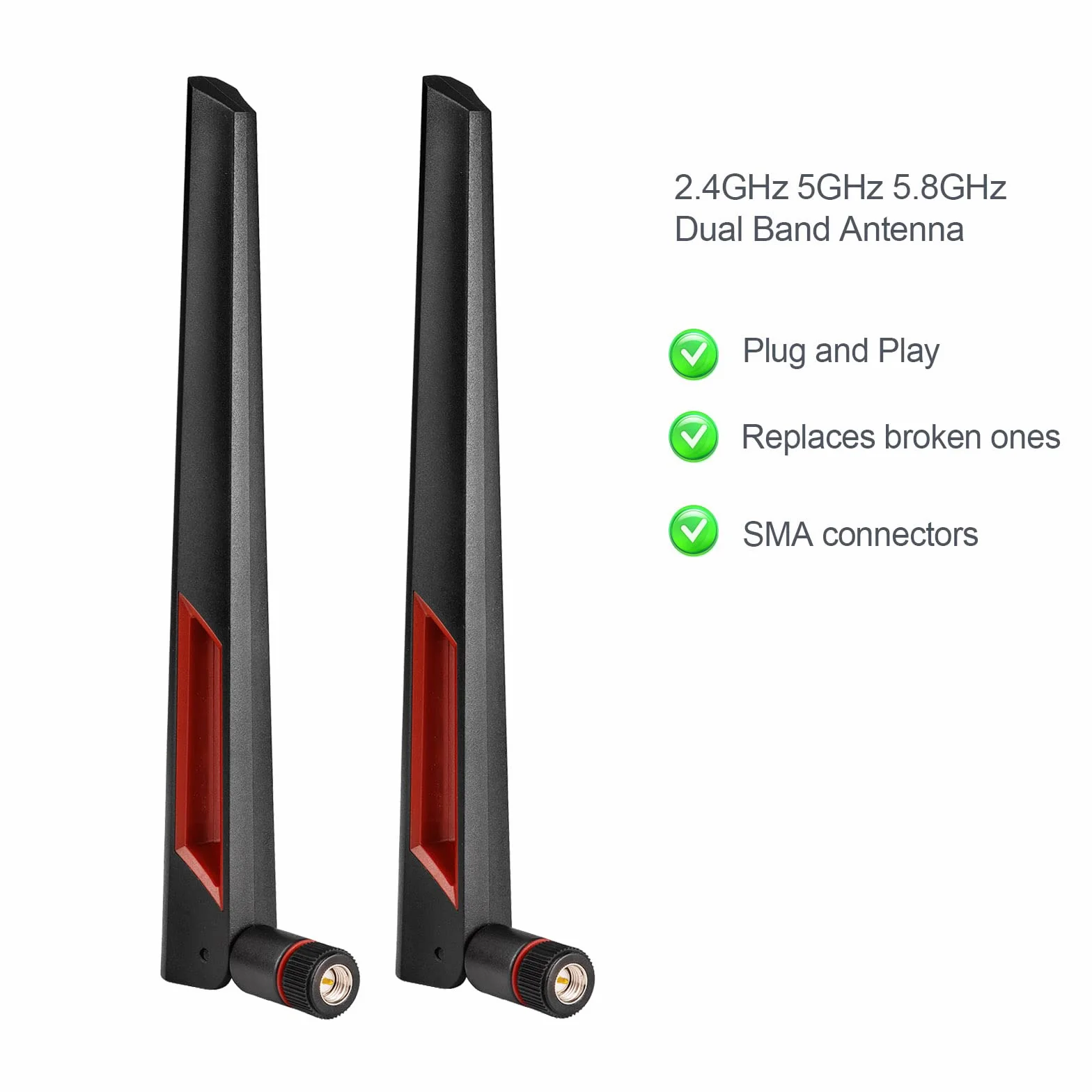 Superbat Antenna WiFi Doppia Banda 2,4 GHz 5 GHz 5,8 GHz Antenne WLAN SMA Maschio 8dBi per PC Desktop Scheda Madre Scheda PCI WiFi Bluetooth Router Rete Wireless (2 pezzi)