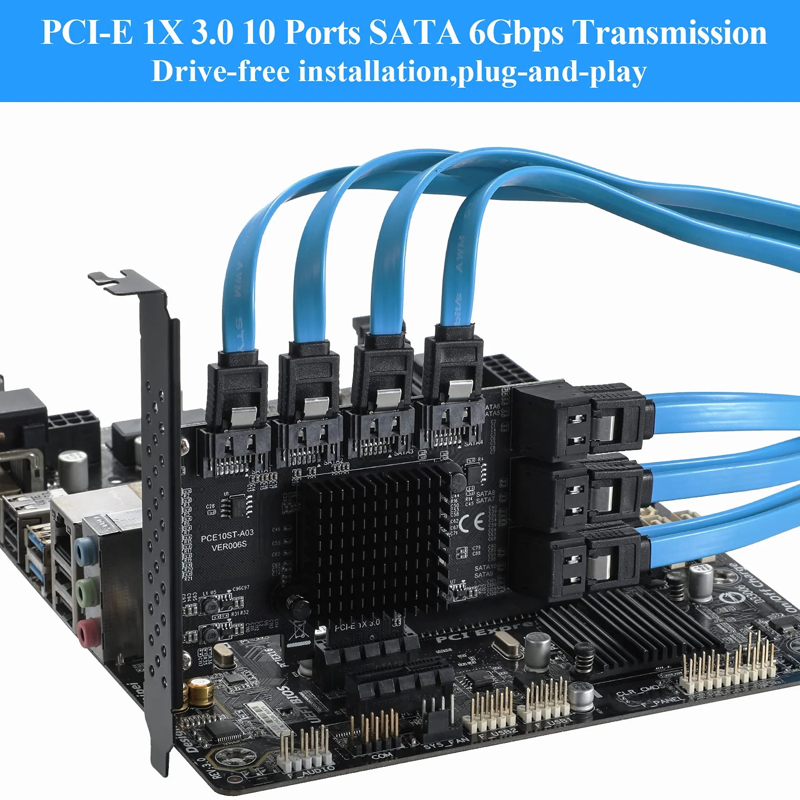 PCI-E a SATA3.0, unità disco rigido IPFS avanzata a 10 porte 6Gbps, controller SATA PCI-E3.0 GEN3, supporto di 10 dispositivi SATA3.0, compatibile con WIN8/WIN10/Ubuntu