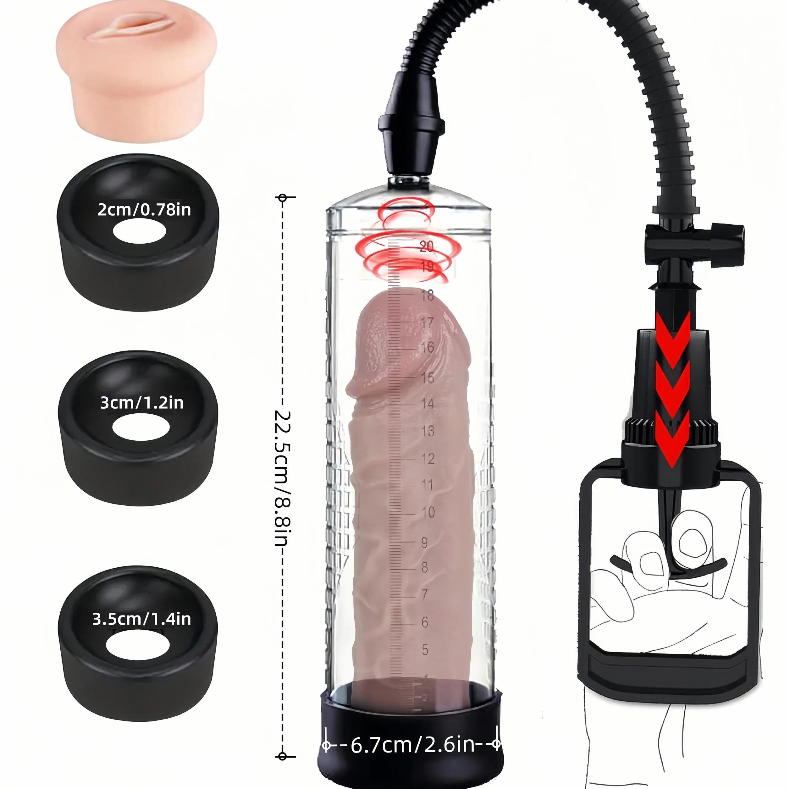 KinZon Pompa per pene, giocattolo sessuale per uomini, estensore del maschile con vagina in silicone