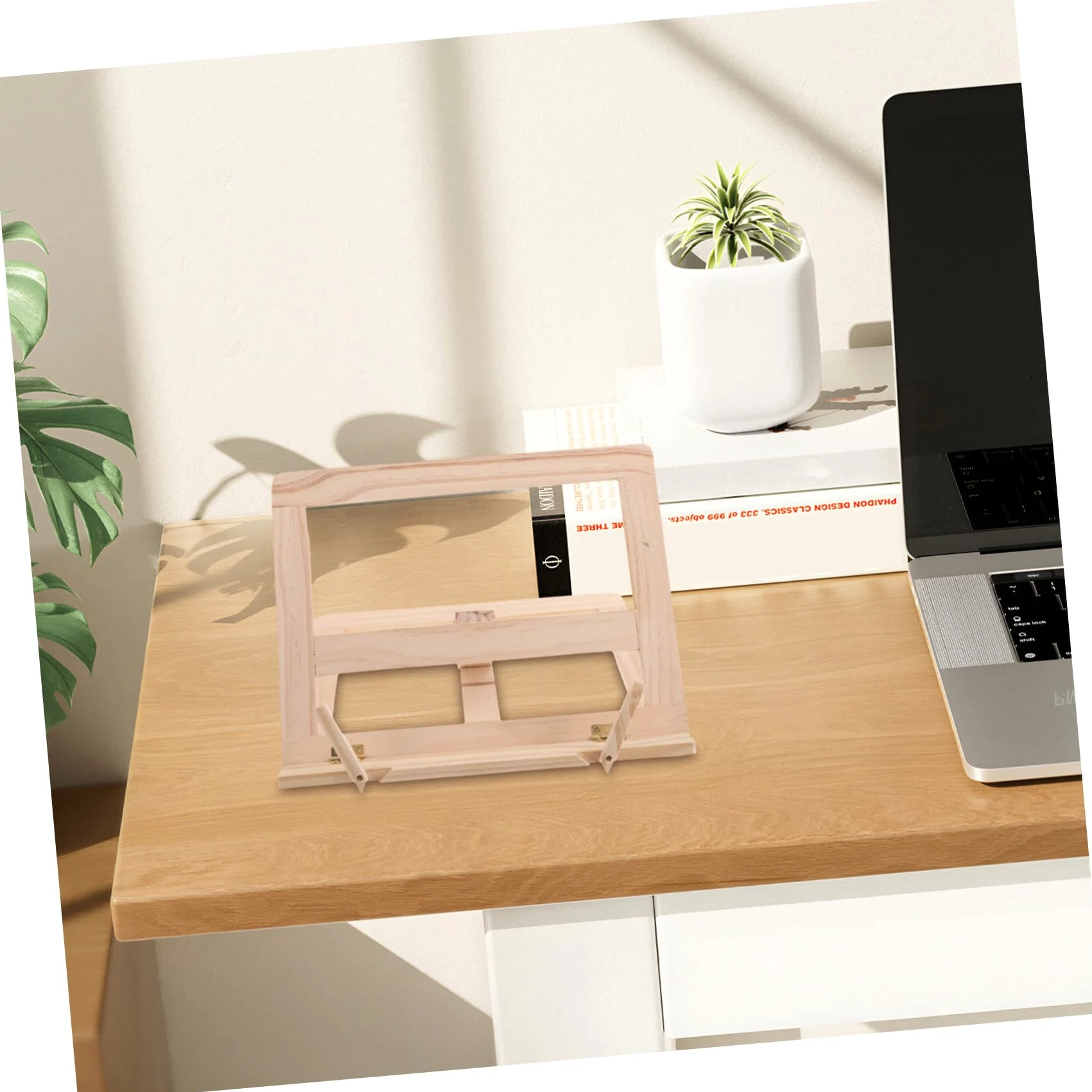 LABRIMP Supporto in Legno Regolabile per Ricettari e Laptop Pieghevole con Fissaggio Pagine