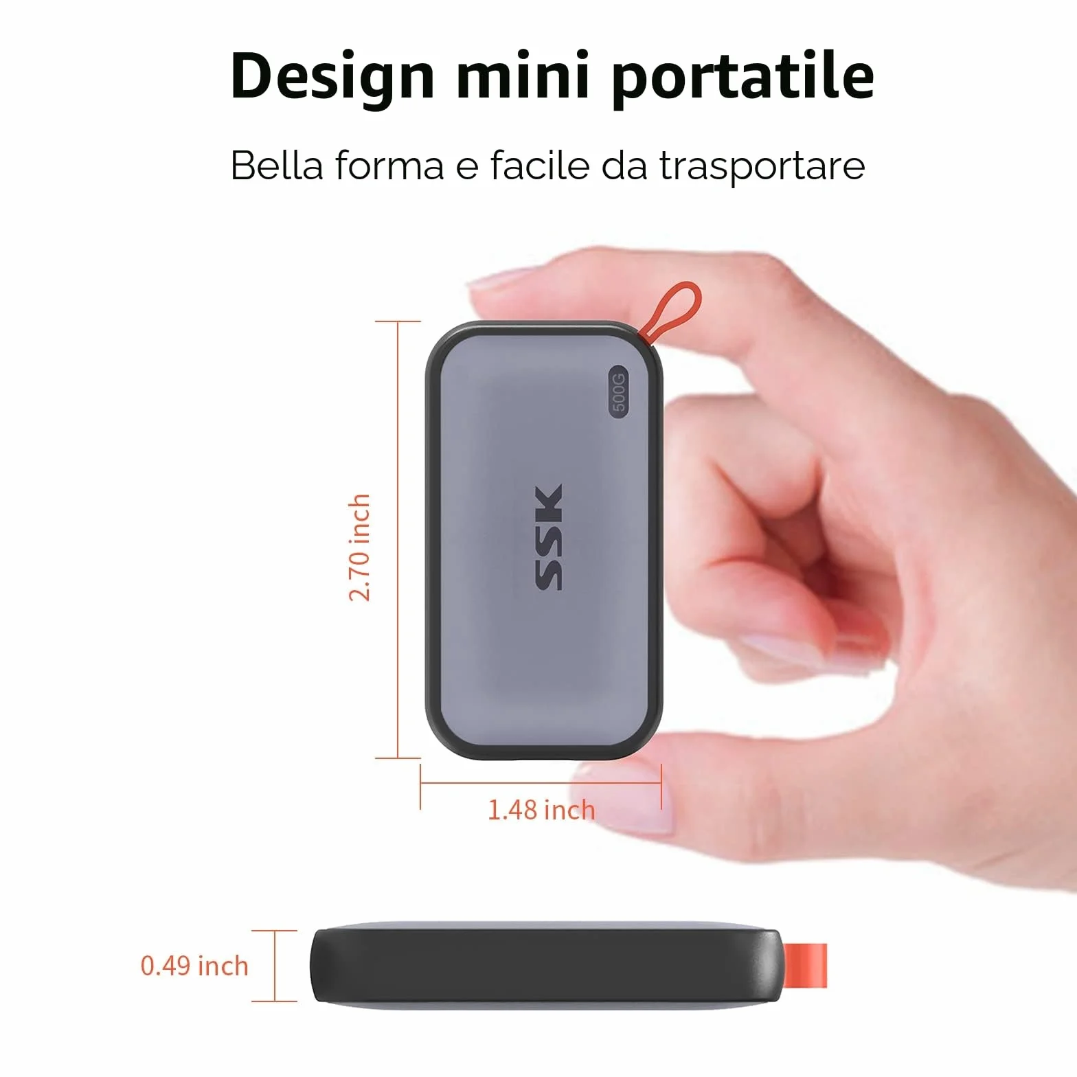 SSK SSD NVME portatile da 500 GB, velocità di trasmissione estrema fino a 1050 MB/s Unità a stato solido esterna USBC 3.2 Gen2 SSD esterno per PS5, xBOX, laptop, MacBook/Pro/Air e altro