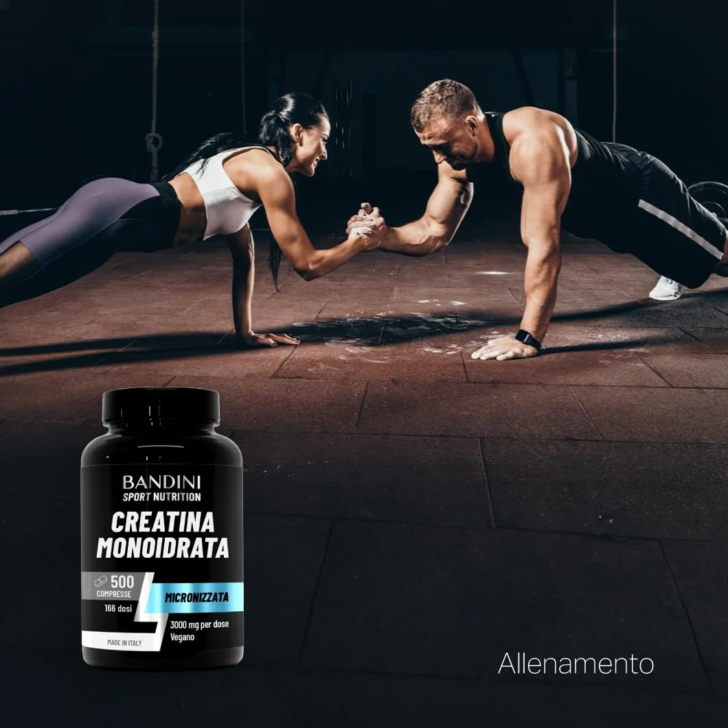 Bandini Creatina Monoidrata 500 Compresse 3000mg per dose Integratore Allenamento Pre Workout Vegan