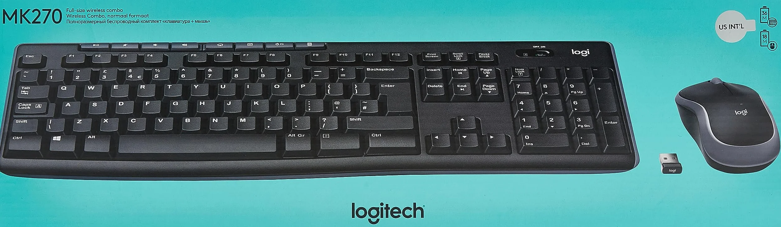 Logitech MK270 Combo Tastiera e Mouse Wireless per Windows, Layout Inglese QWERTY - Nero